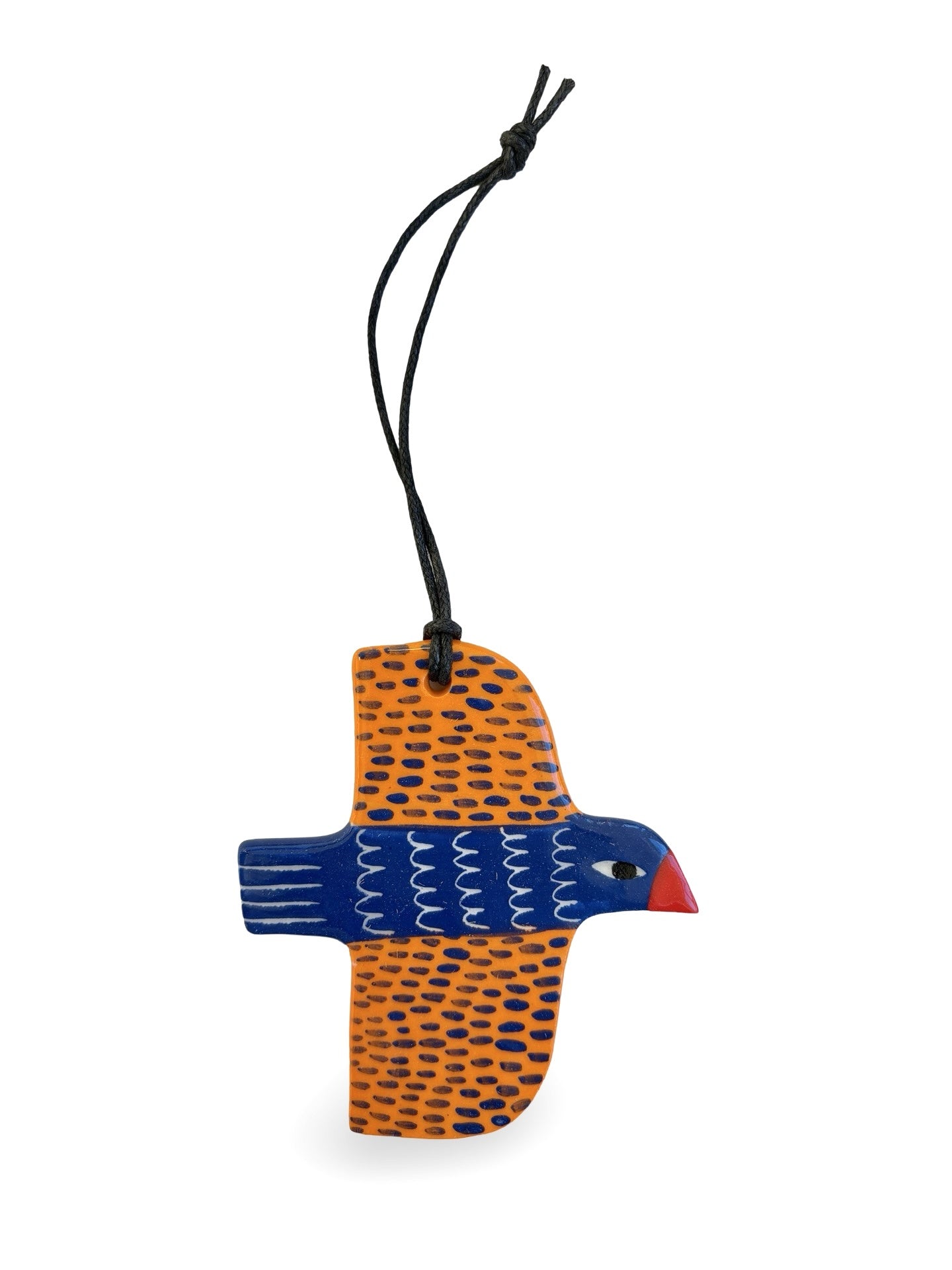 Blue & Orange Dash Ceramic Bird Decoration by Studio Soph