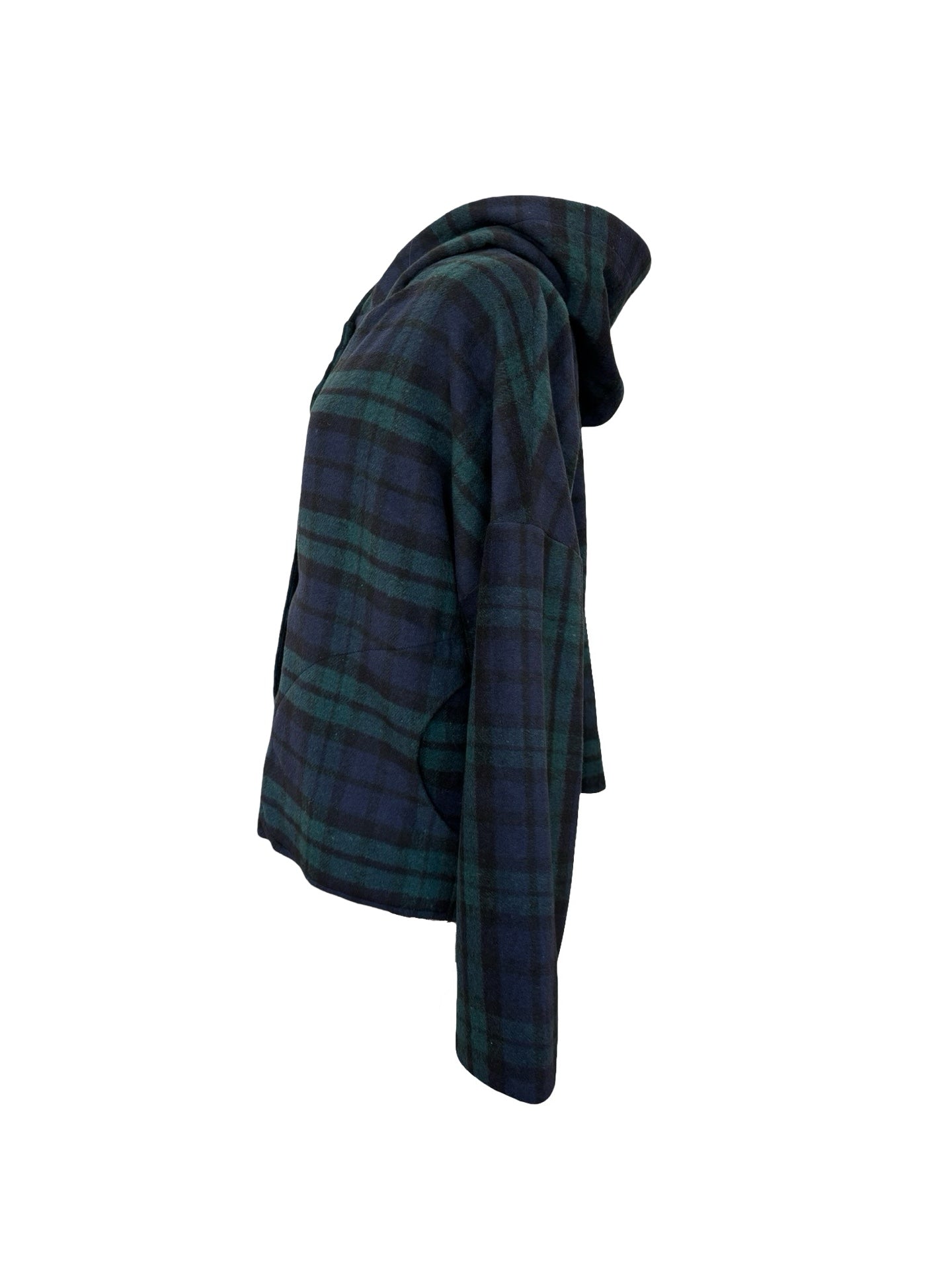 "Ava" Wool Blend Jacket - Green Navy Check