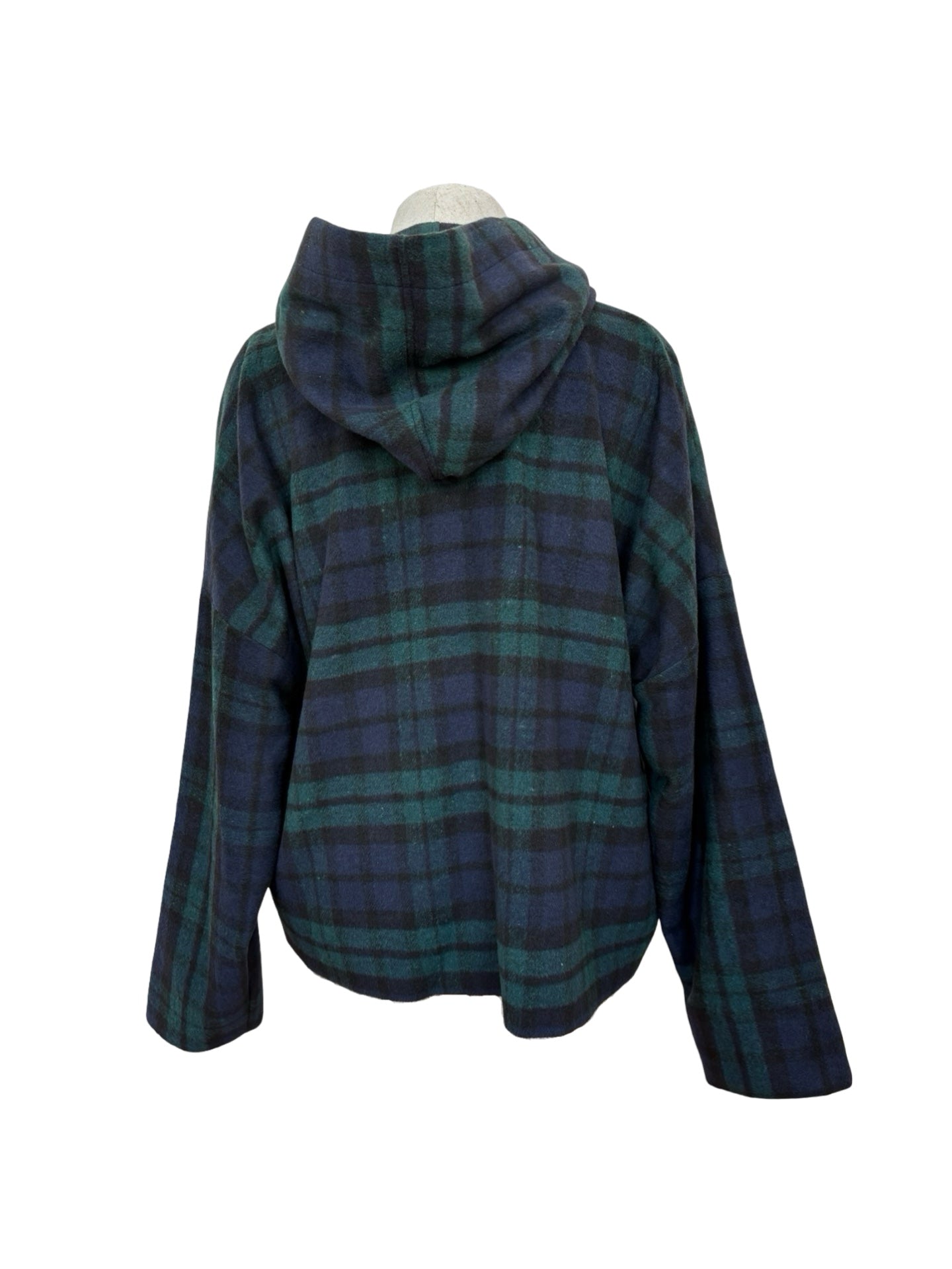 "Ava" Wool Blend Jacket - Green Navy Check