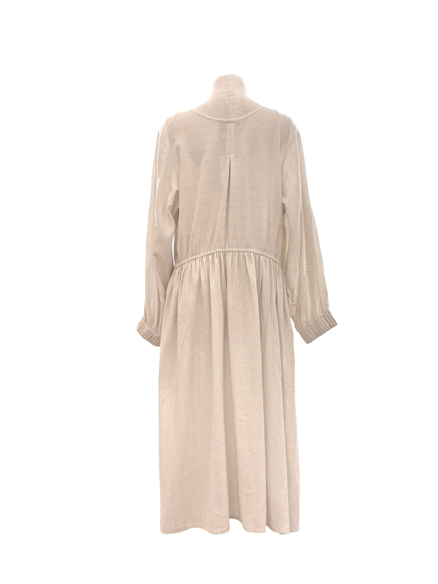 Abby Dress long Sleeve - Vanilla Chevron