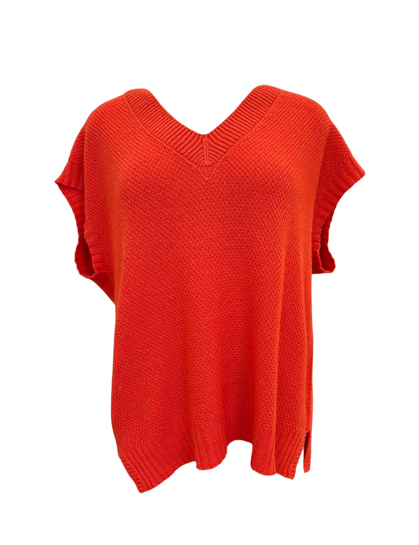 Evie Textured Merino/Cotton Vest - Mandarin