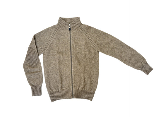 Possum Merino Men's Patch Jacket - Natural - full zip