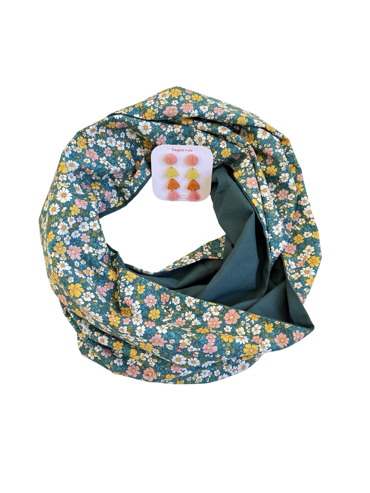 Infinity Scarf - Pastel Florals / Teal