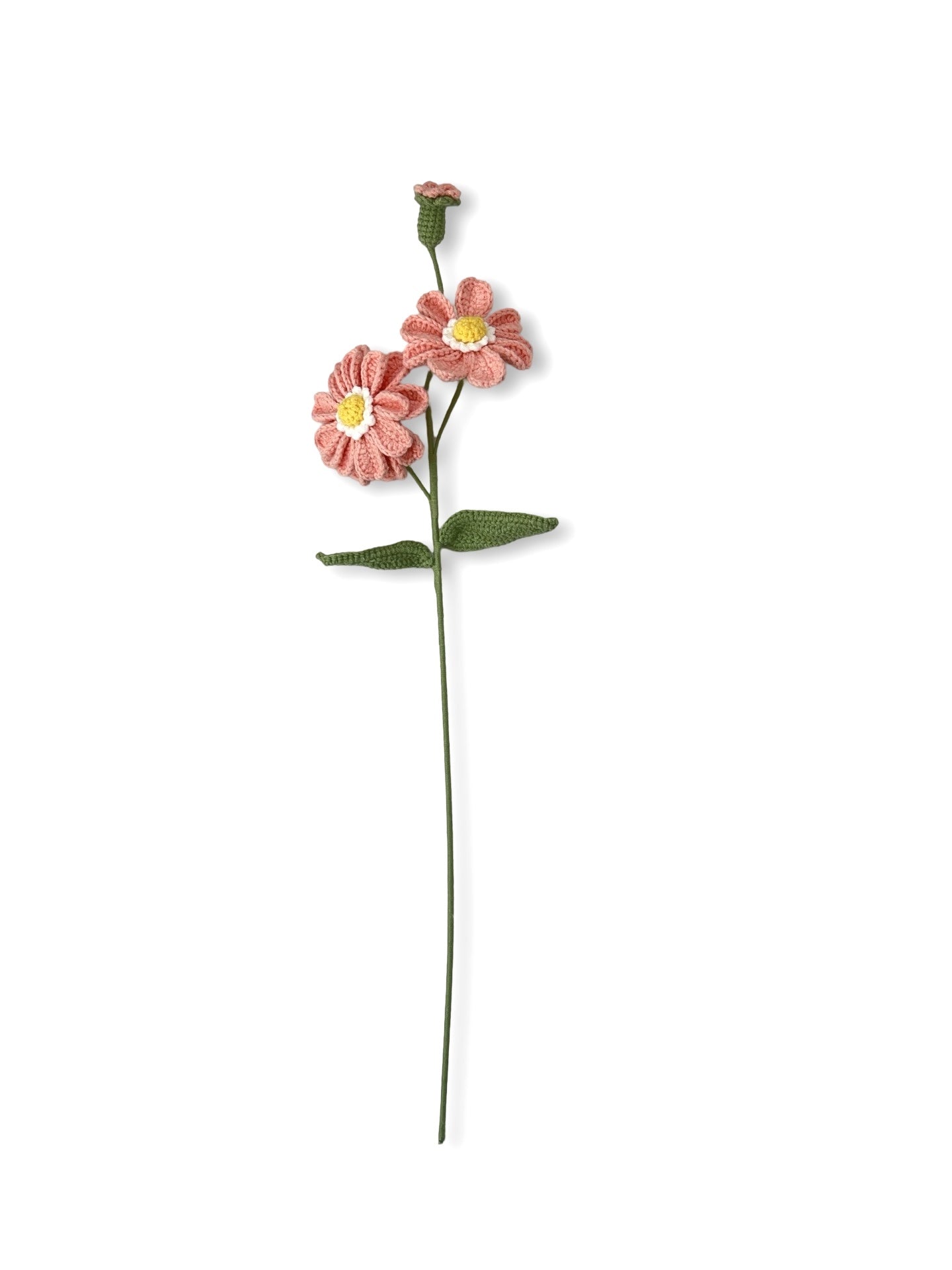 Crocheted Zinnia - Pink with White Centre
