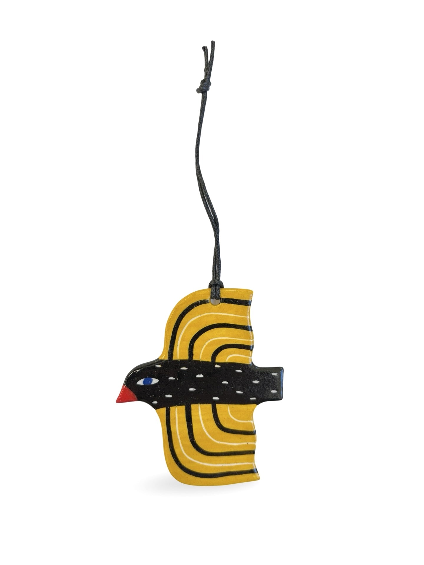 Black & Yellow Stripes Ceramic Bird Decoration by Studio Soph
