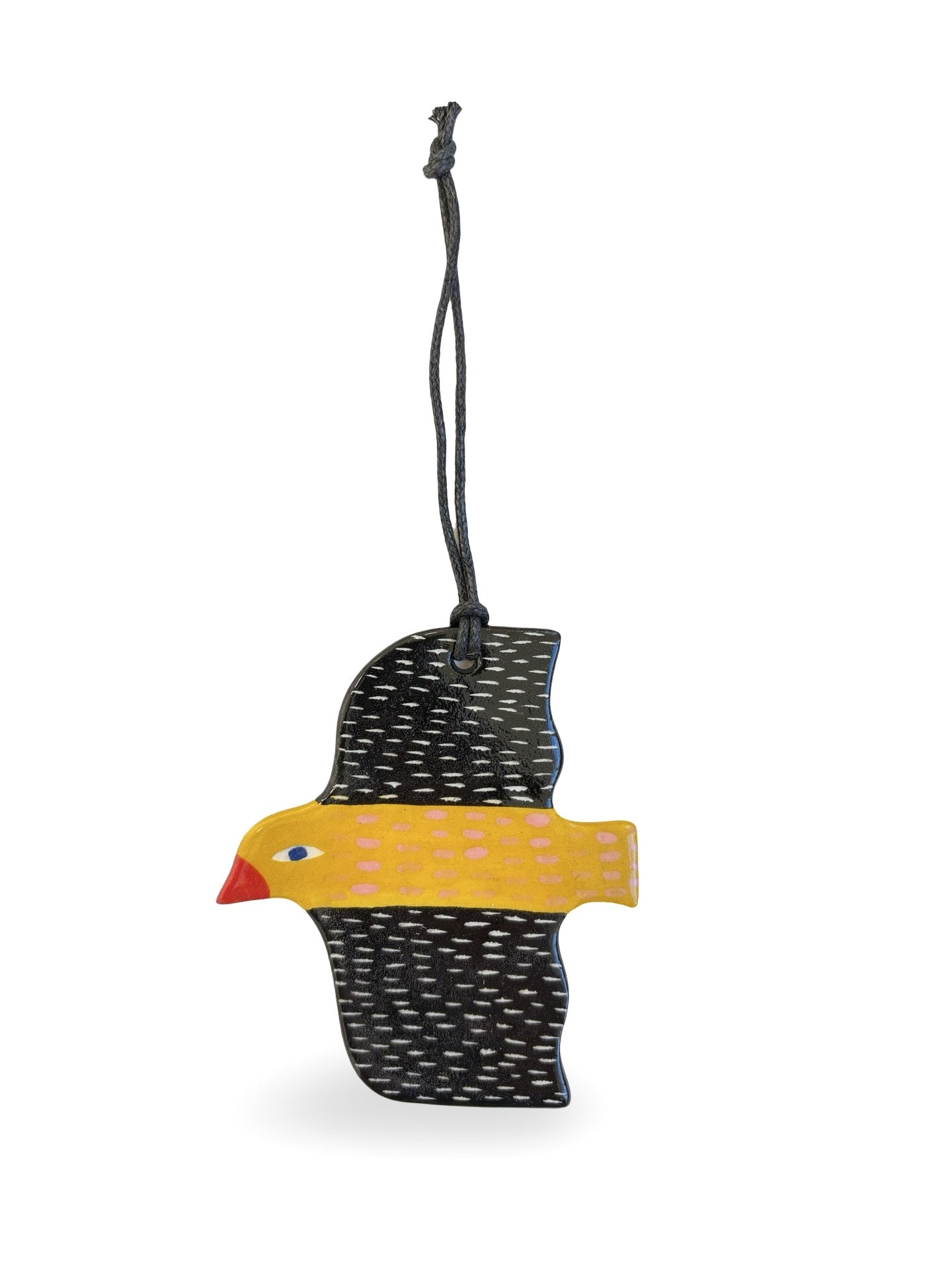 Yellow & Black Dash Ceramic Bird Decoration by Studio Soph