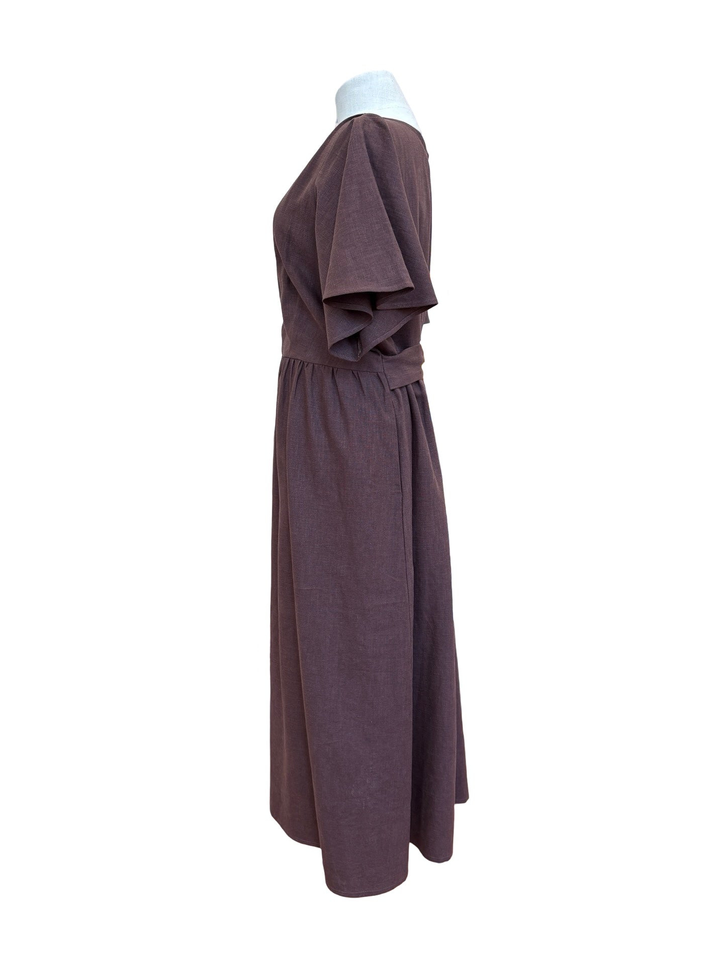"Kelsey" Dress - Textured Chocolate Linen