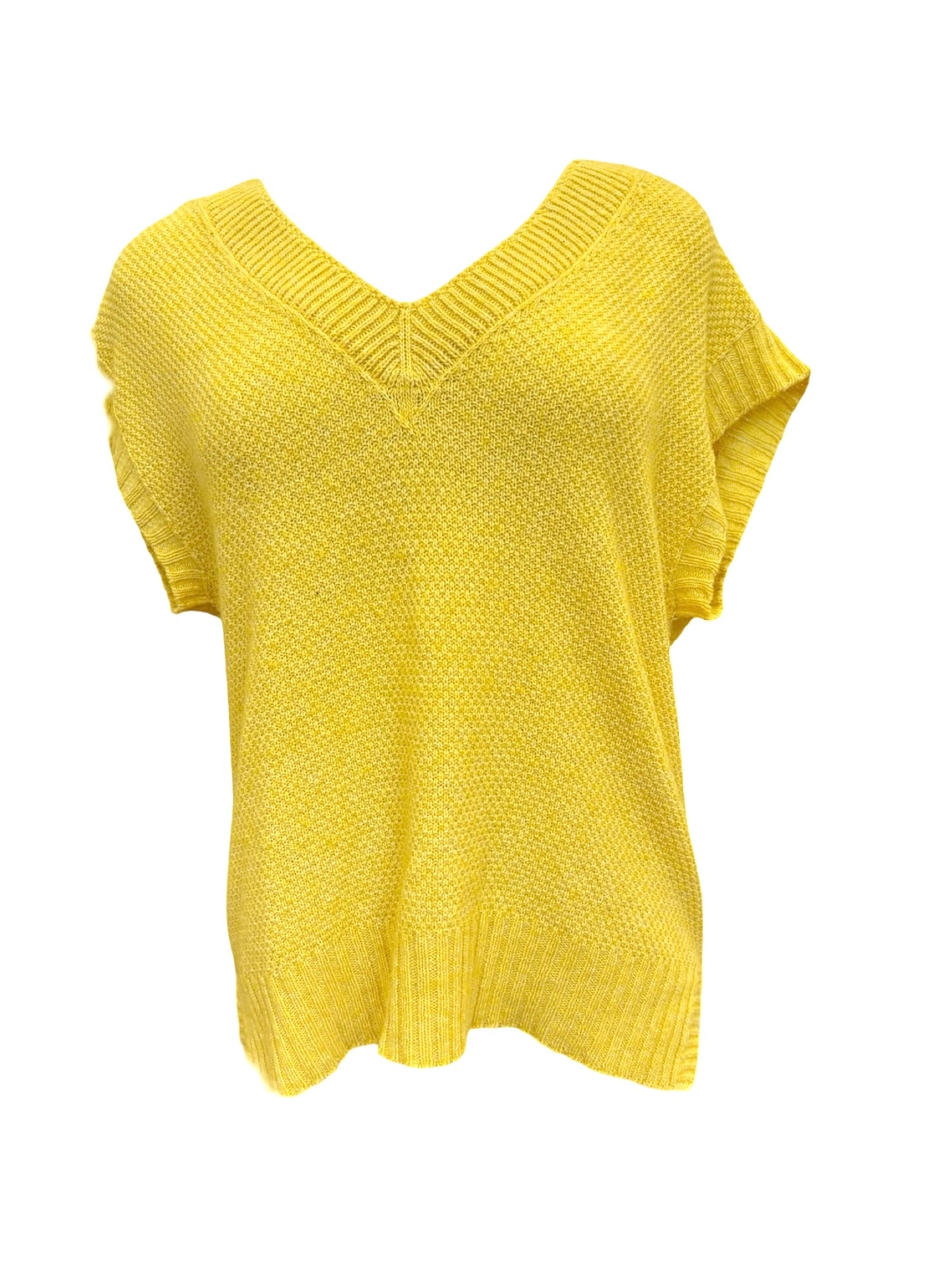 Evie Textured Merino/Cotton Vest - Buttercup Yellow