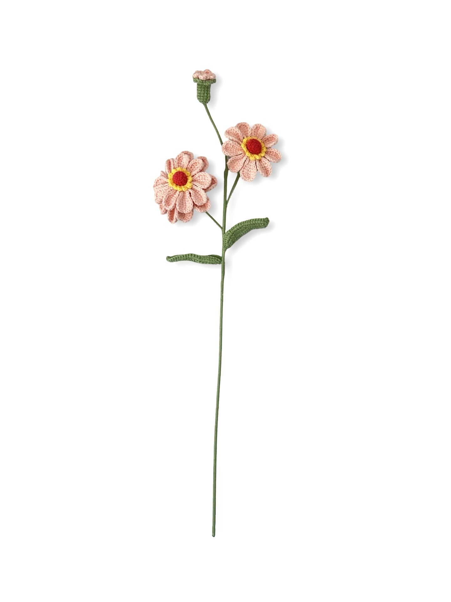 Crocheted Zinnia - Pink with Coral Centre