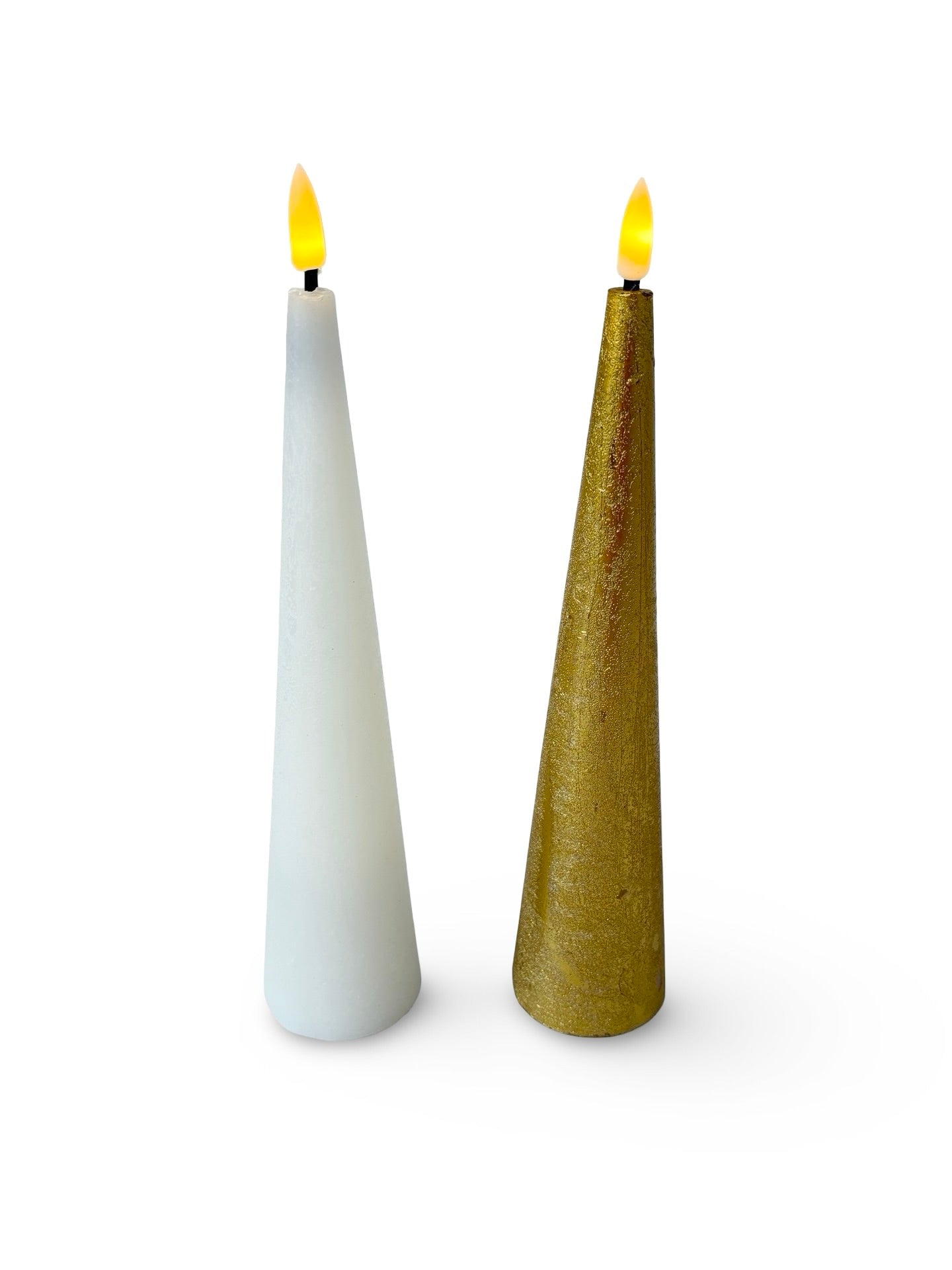 LED Cone Candle in Gold - 25cm