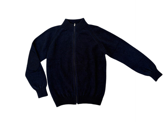 Possum Merino Men's Patch Jacket - Midnight Blue - full zip