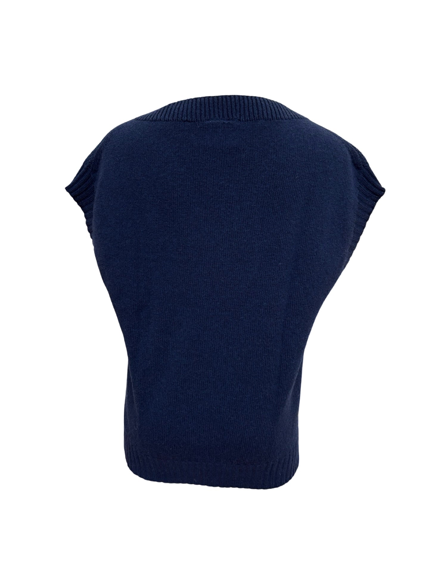 Evie Textured Cotton/Merino Vest - Navy