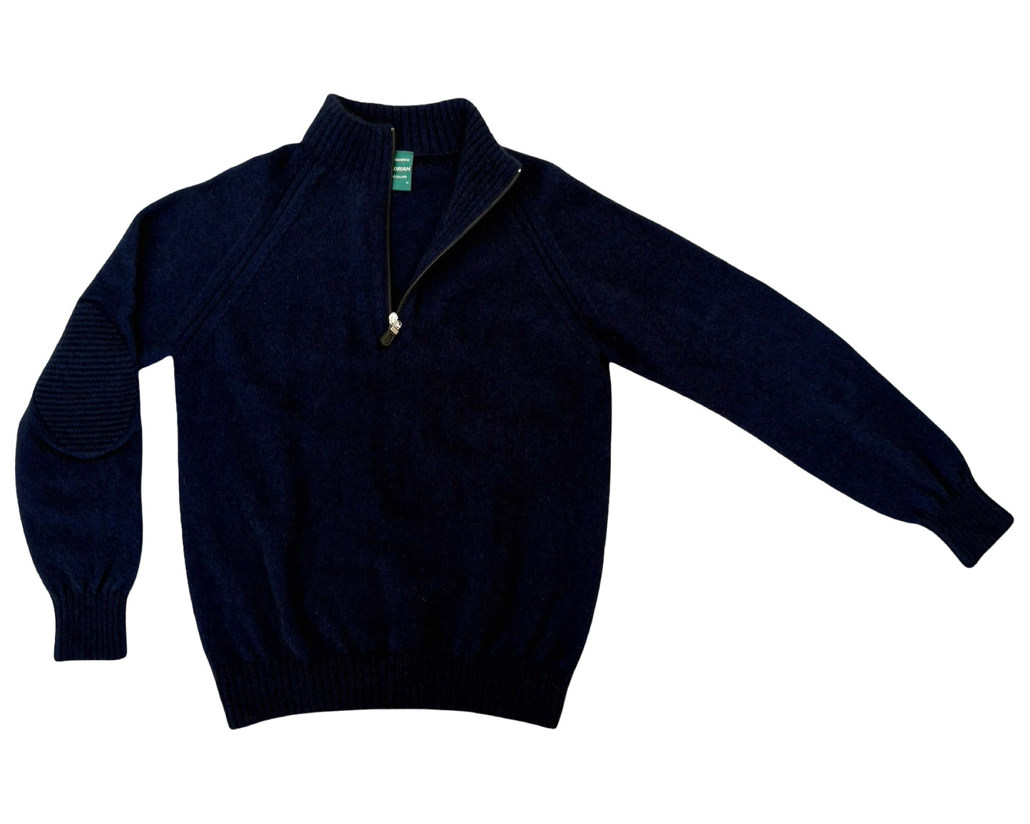 Men's 1/4 Zip Possum Merino Patch Jumper - Midnight Blue