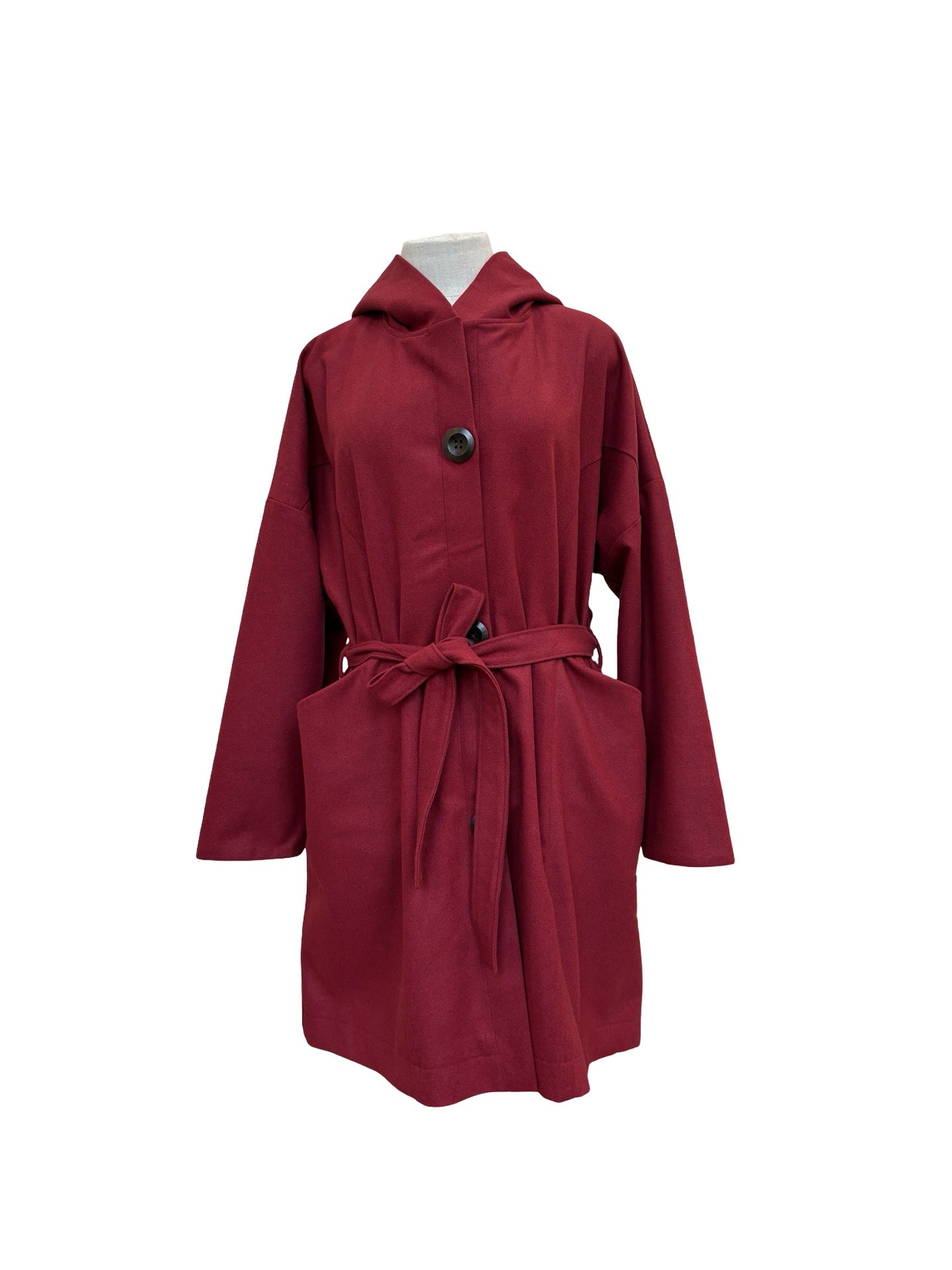 "Tiggy" Wool Blend Coat - Burgundy