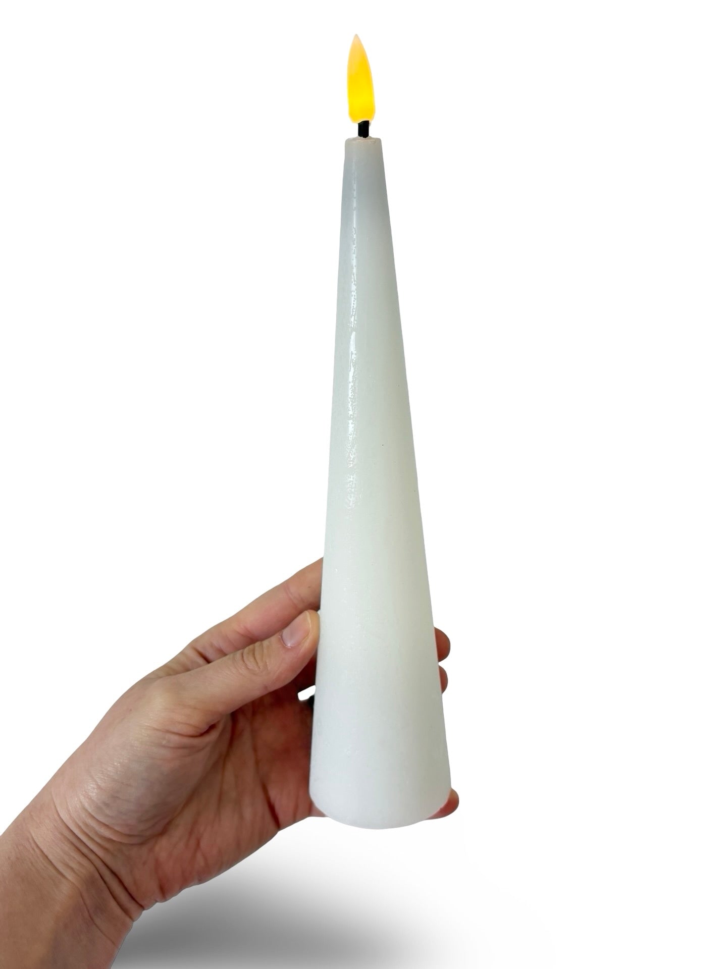 LED Cone Candle in White - 25cm