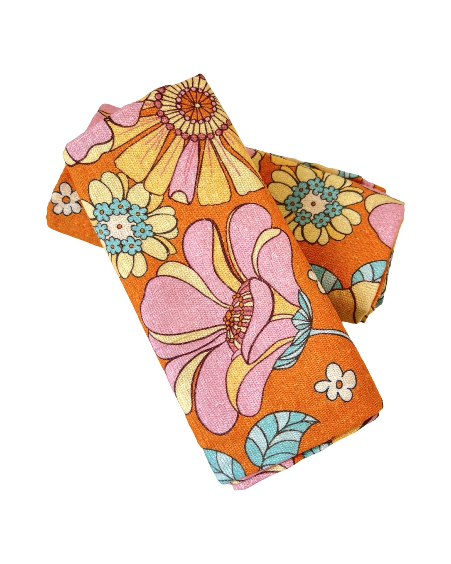 Pretty Floral Pillowcases - Orange Retro