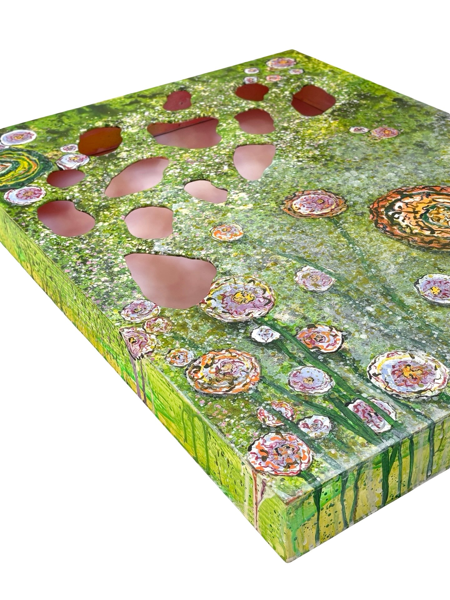 In my Garden original painting by Liz McAuliffe - Small Carved Panel 61 x 46 cm