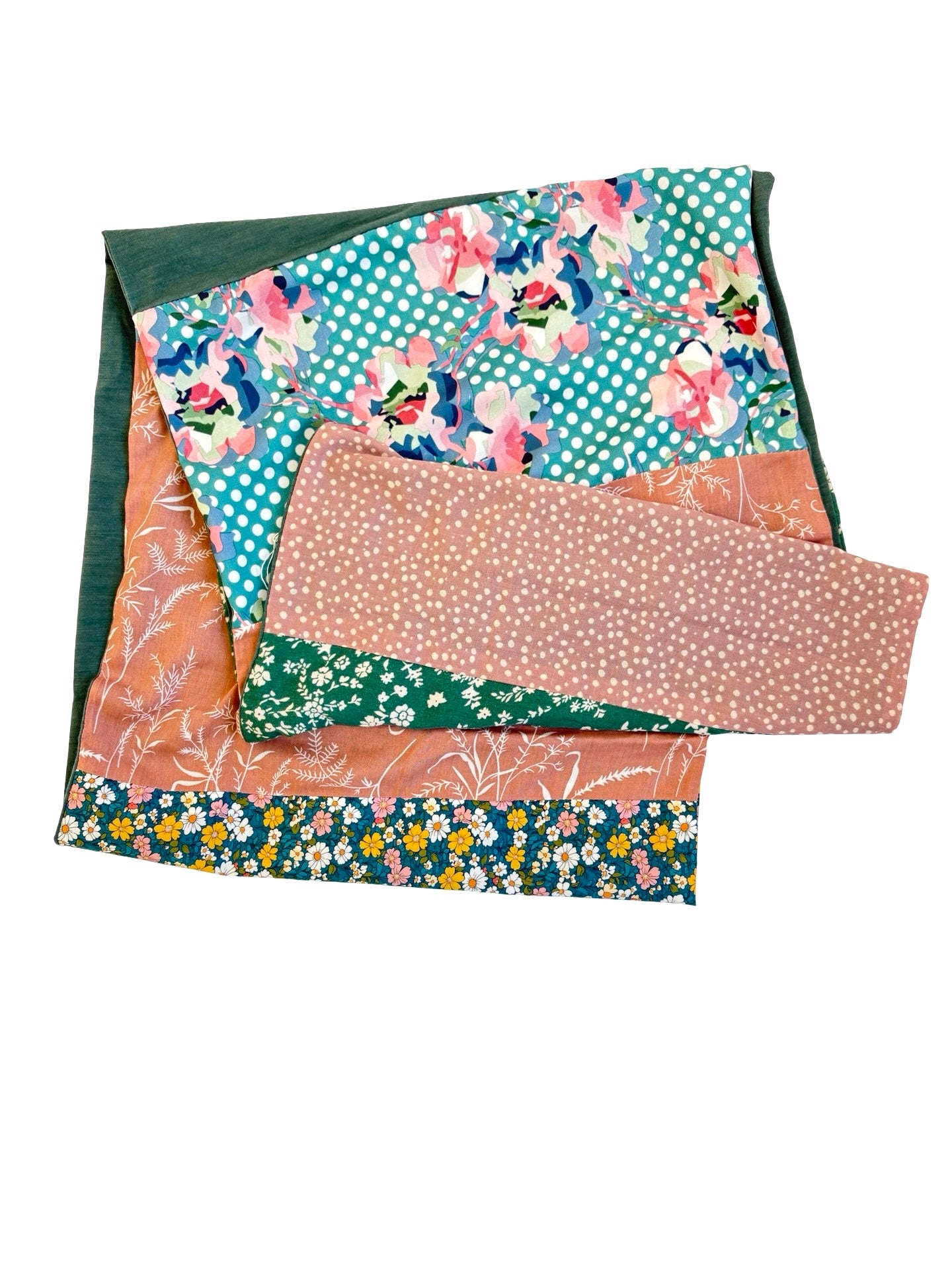 Infinity Scarf - Peachy Teal Florals / Olive Green