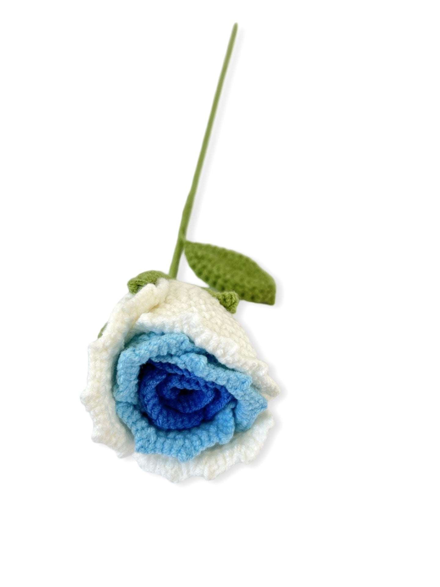 Crocheted Rose - White & Blue