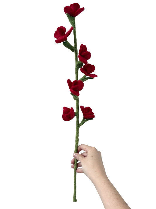 Flower Stem - NZ Felted Wool - Red