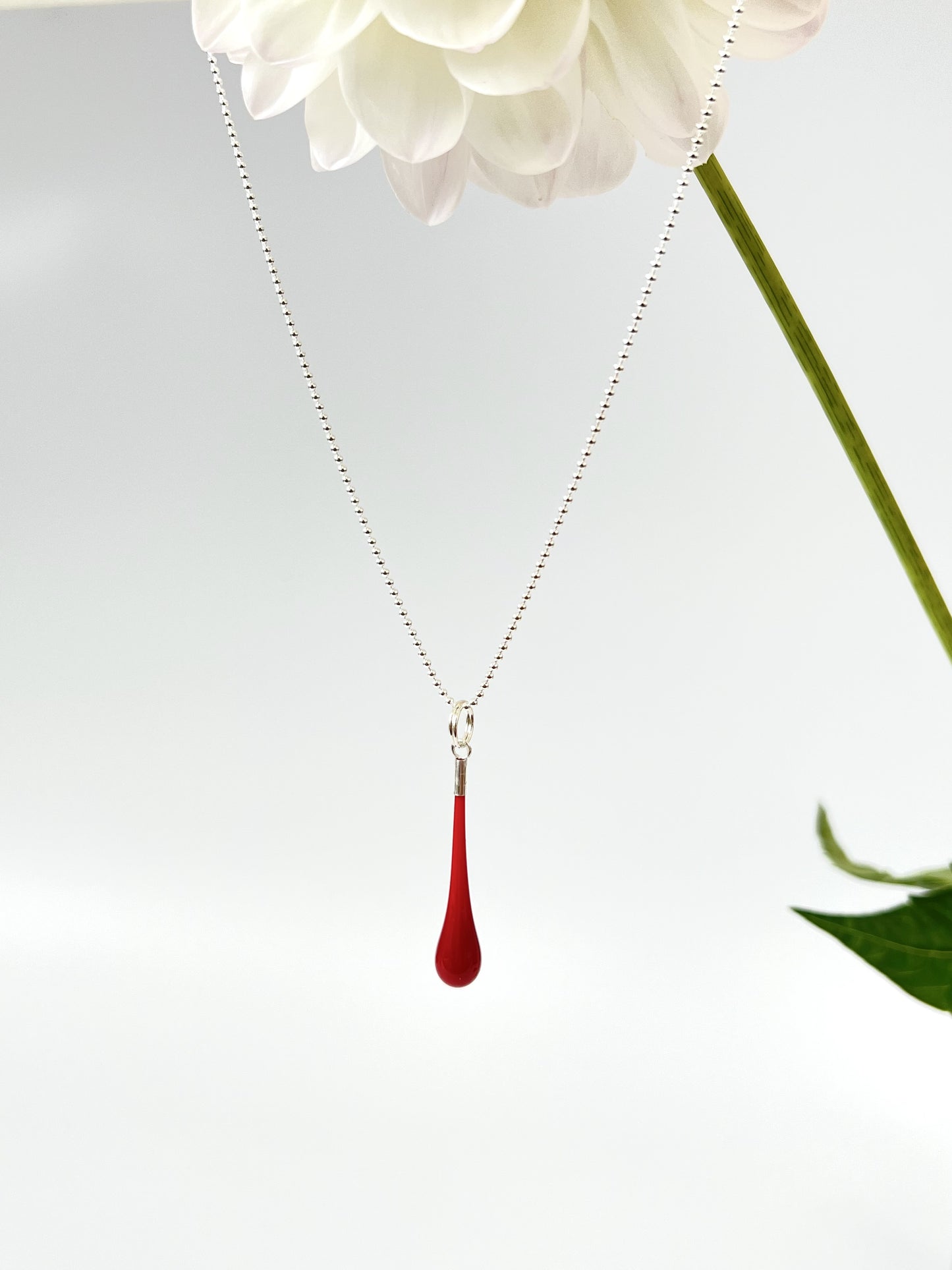 Glass Teardrop Pendant - Red