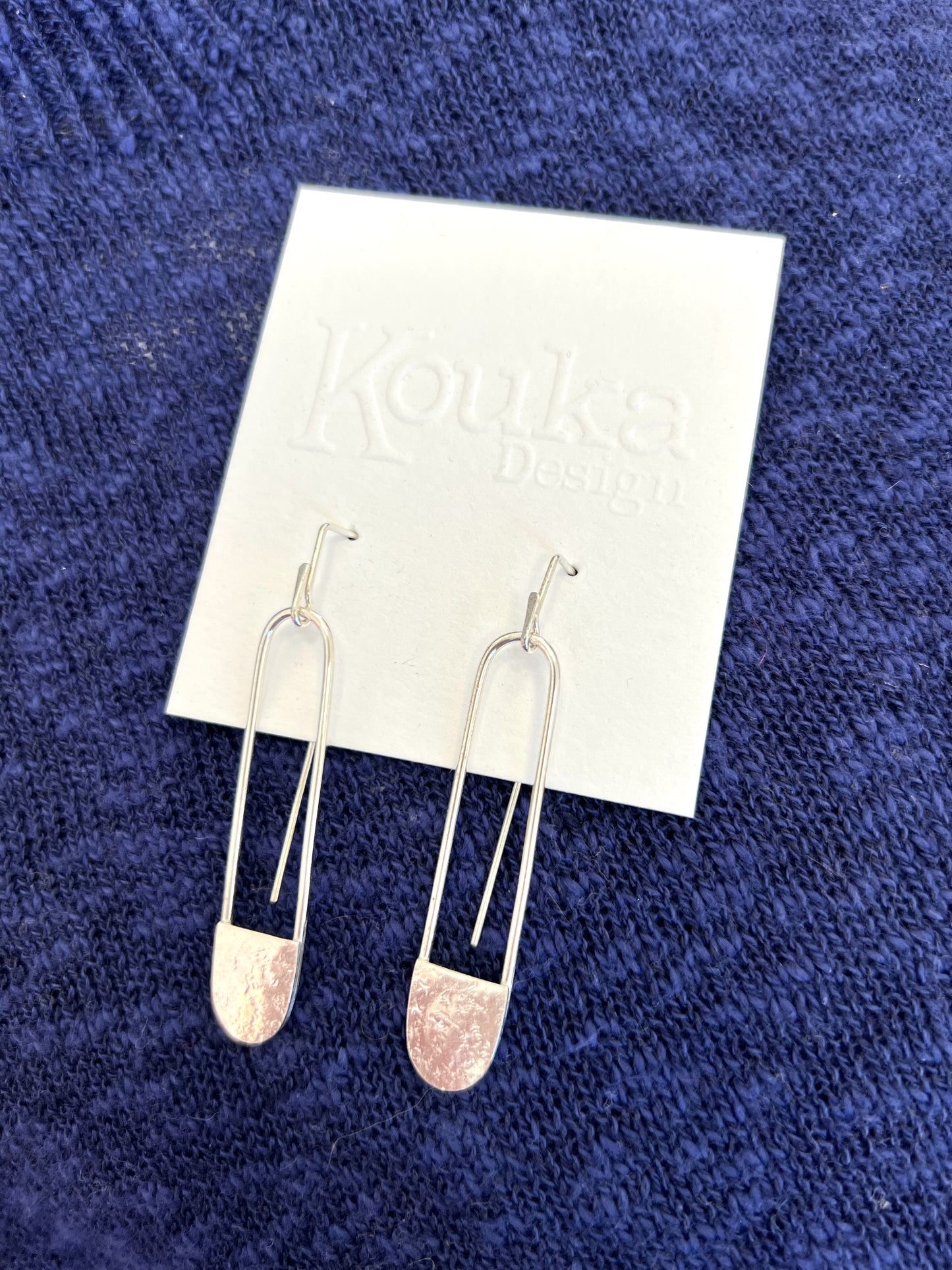 Silver Long Rectangle Earrings w/ Solid Piece (#168)