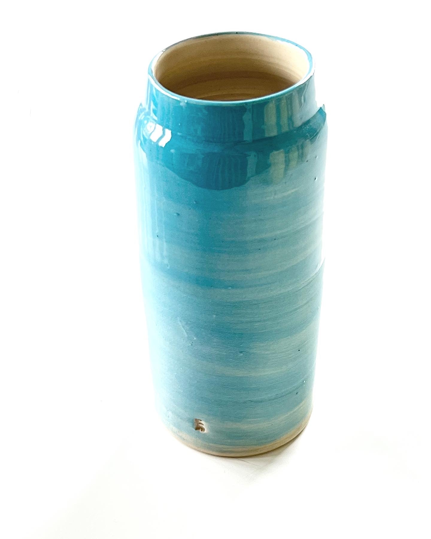 Colour Block Ceramic Vase - Sky Blue