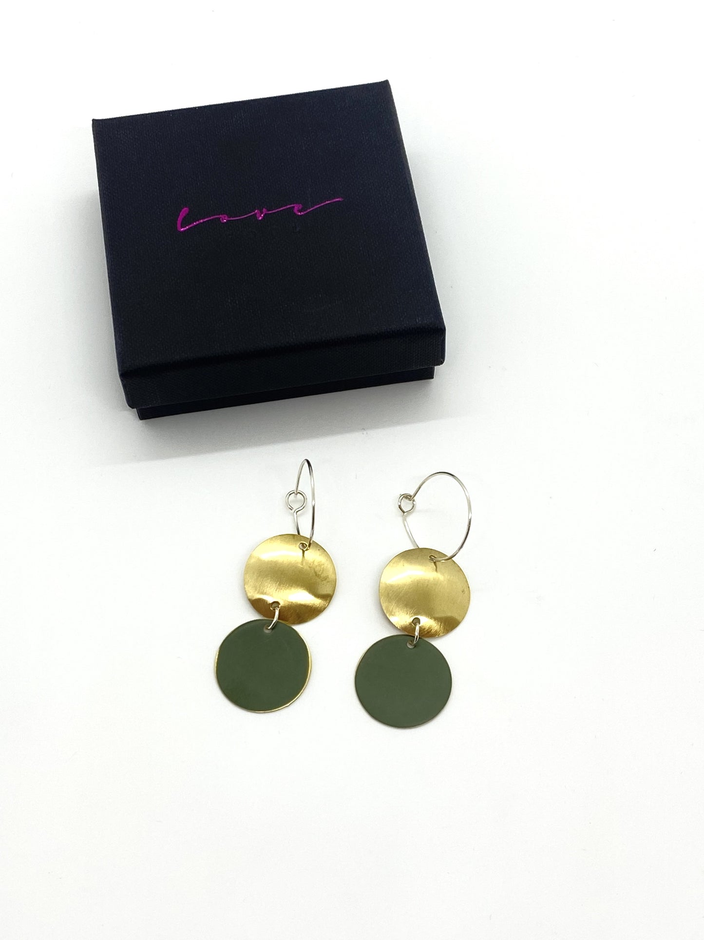 Domed Dot Earrings - Olive