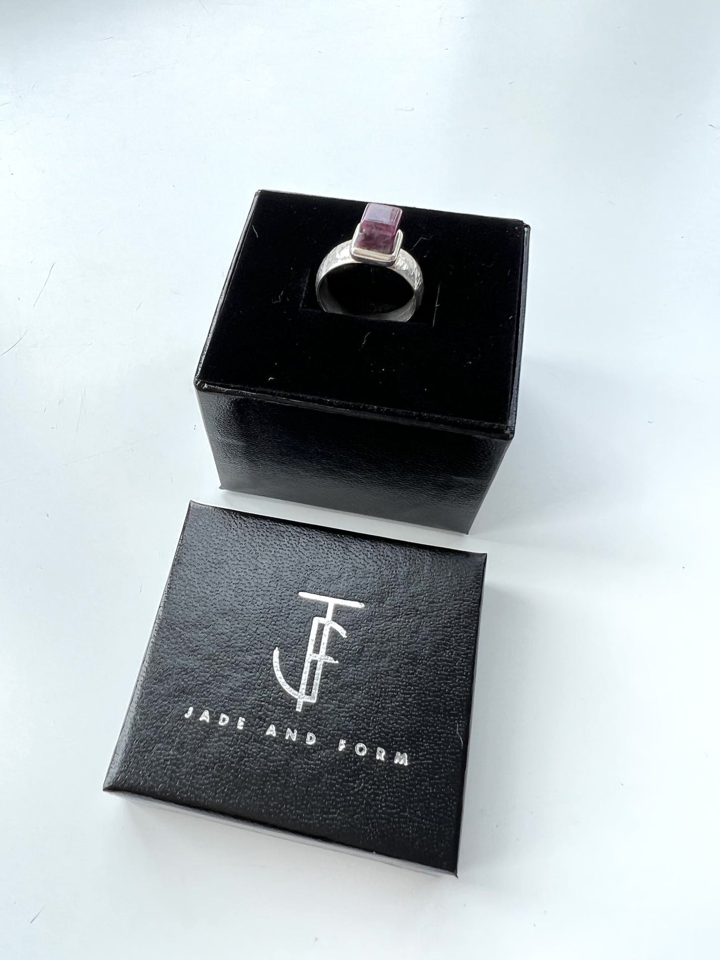 Small Ruby & Sterling Silver Cube Ring (RI-CU2)