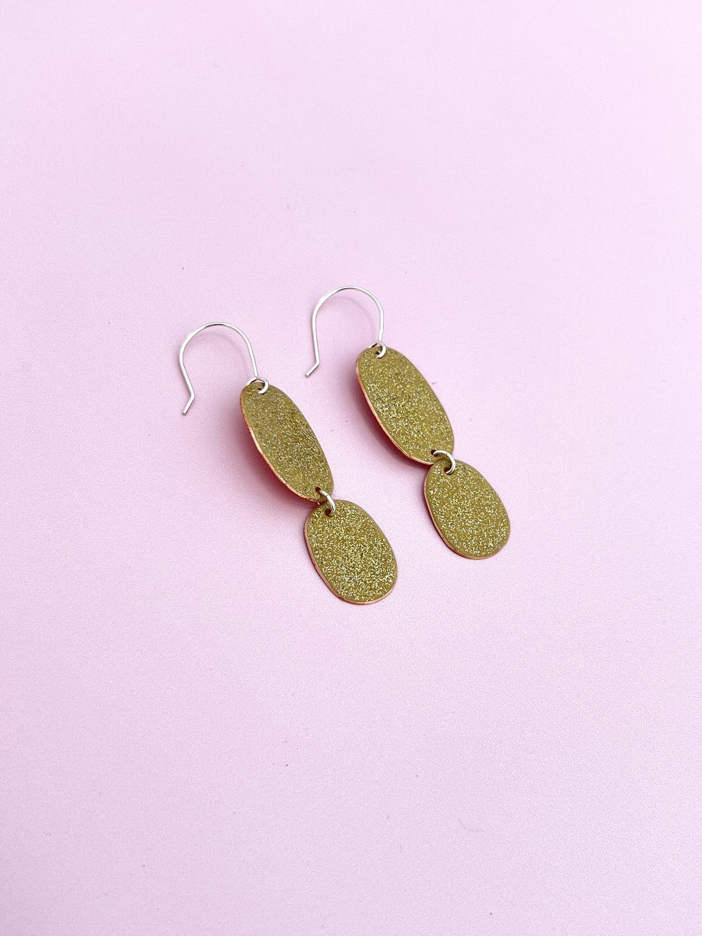 Double Drop Earrings - Gold Glitter