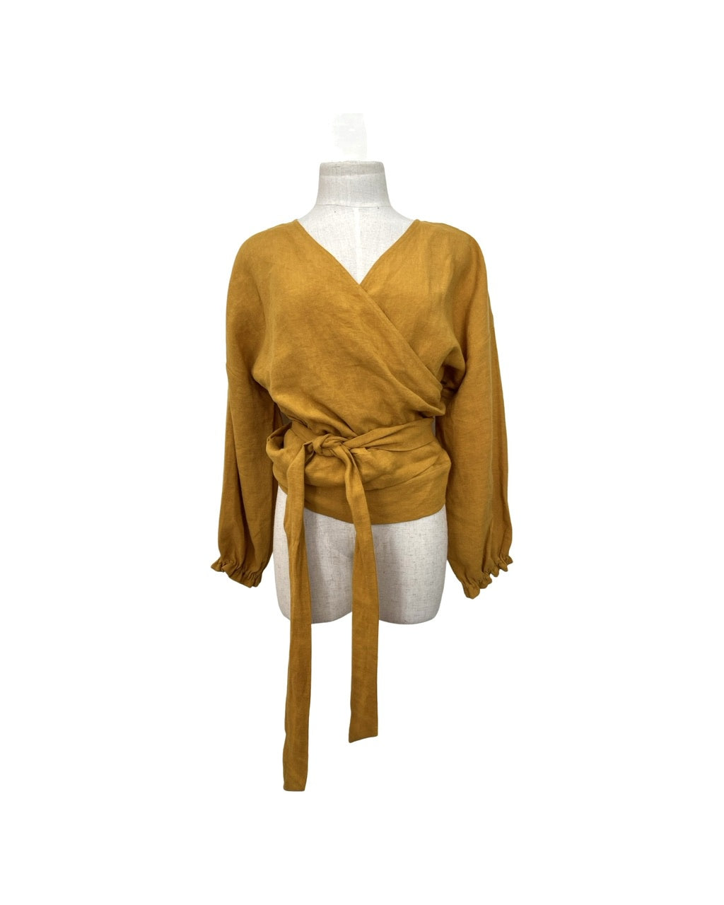 "Renee" Wrap Top - Marigold Linen
