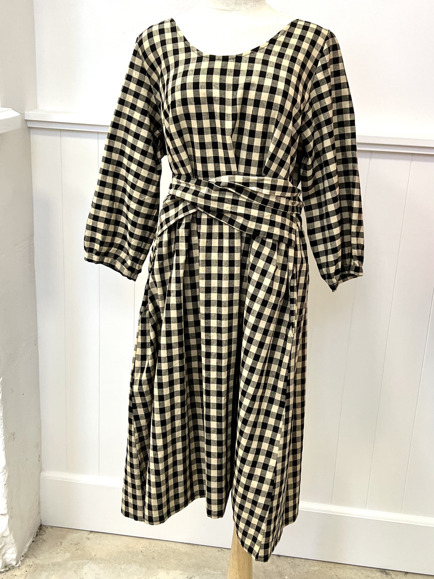 Long Sleeve Mollie Dress - Black Gingham