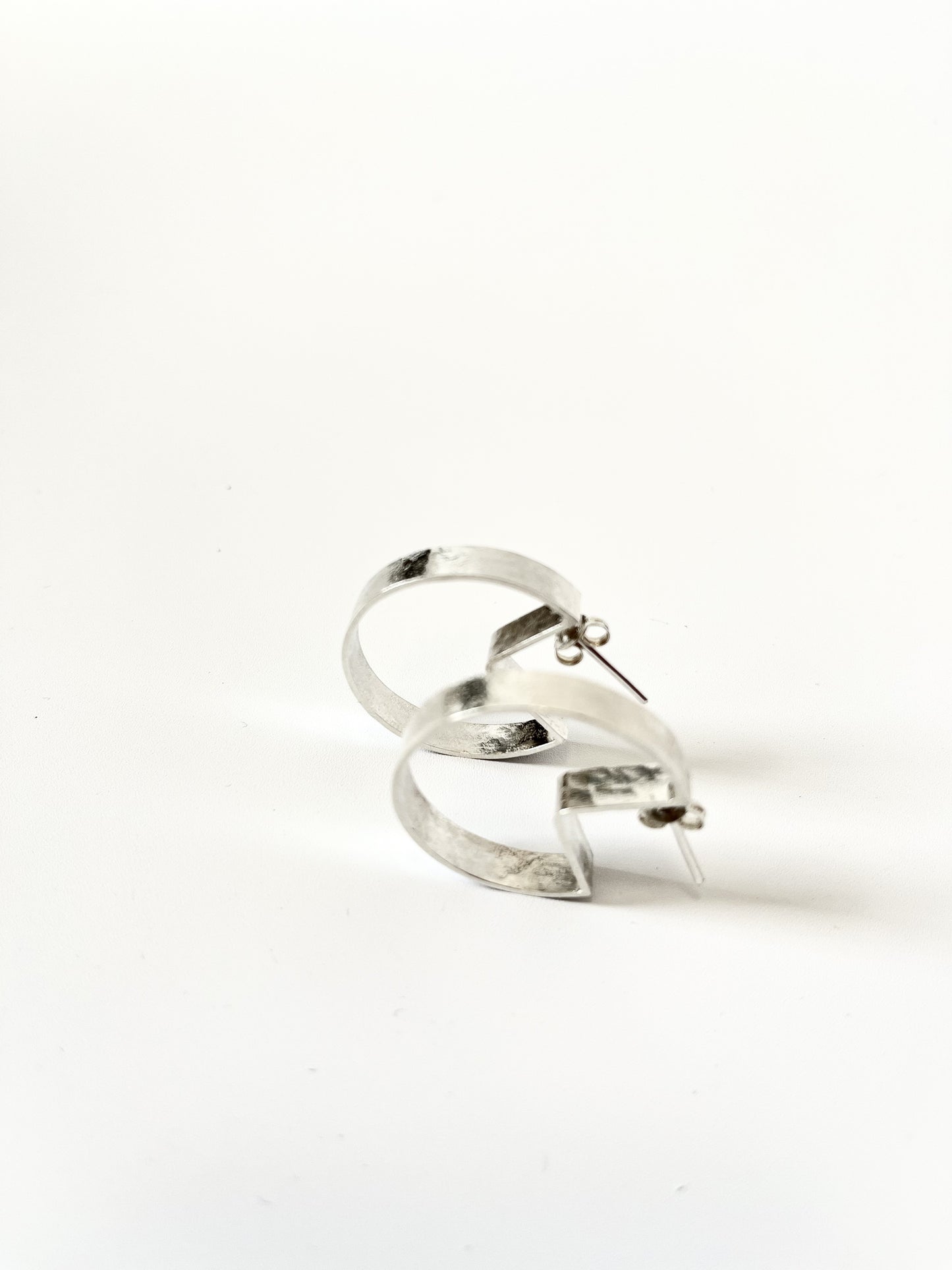 Silver Wide Geo Hoop Earrings