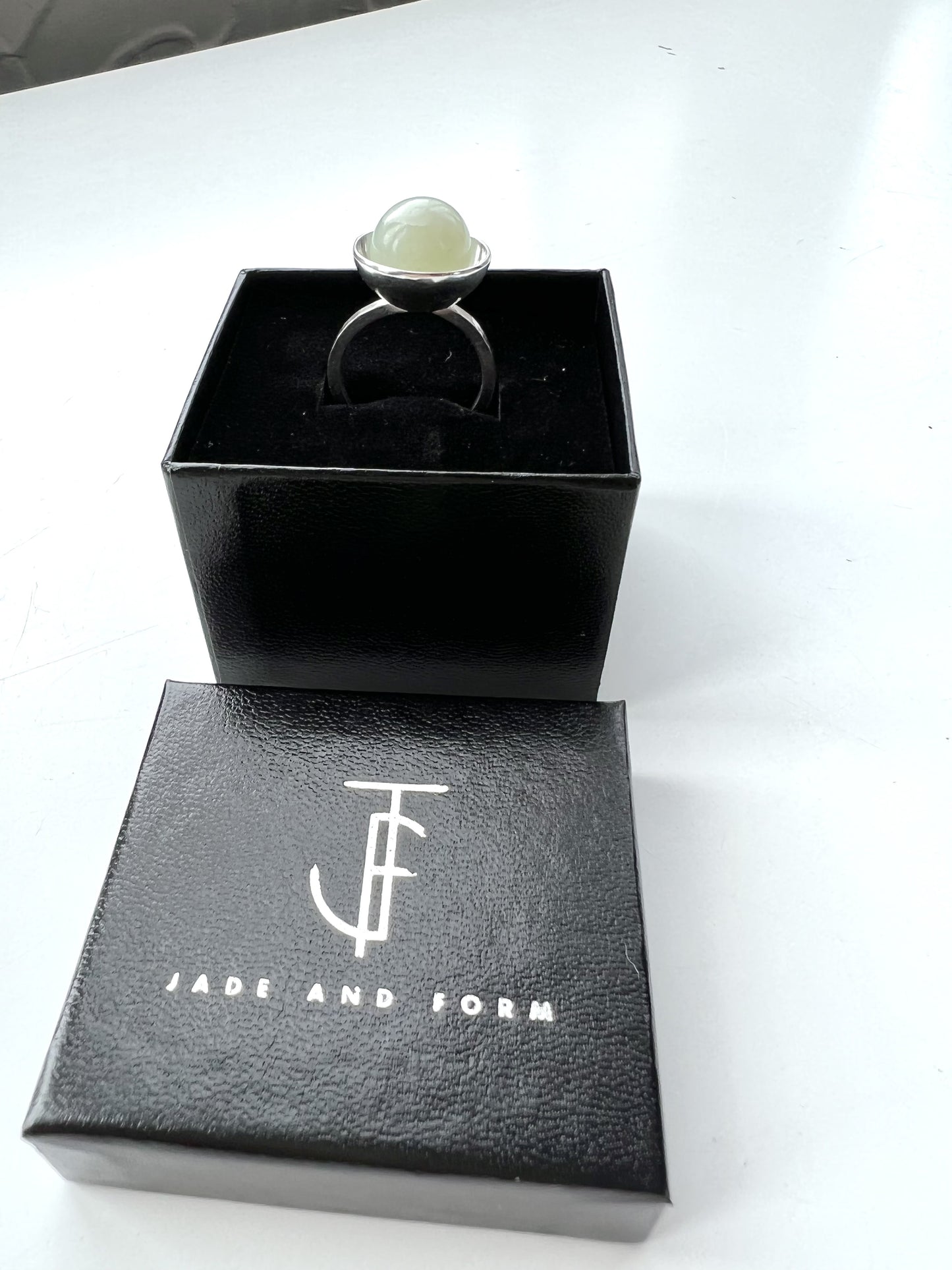 Jade & Sterling Silver Ring: 'Rona (Moon Maiden)' (RI-SP2)