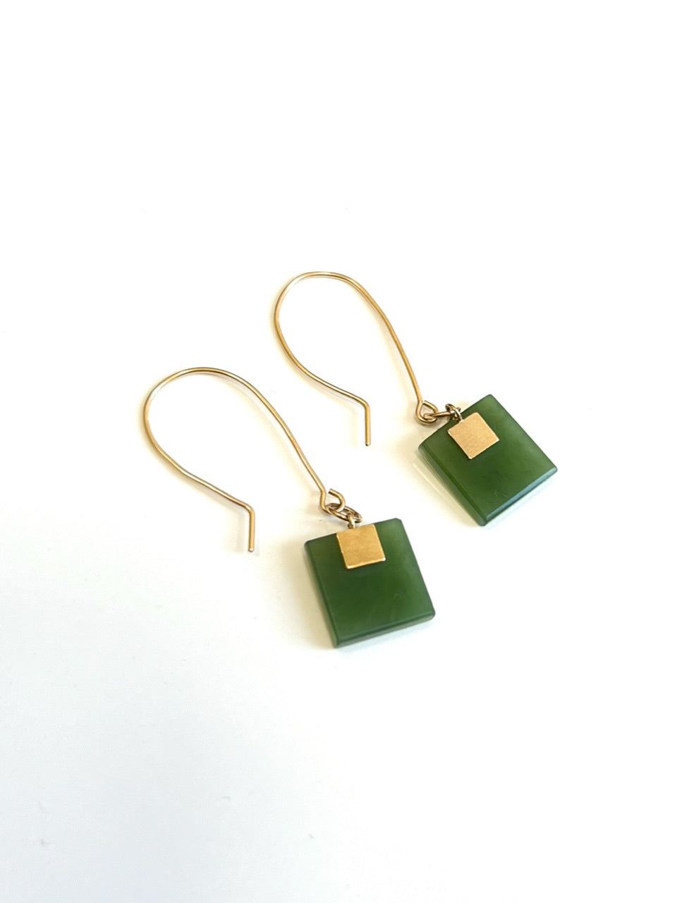 Golden Square Pounamu Earrings