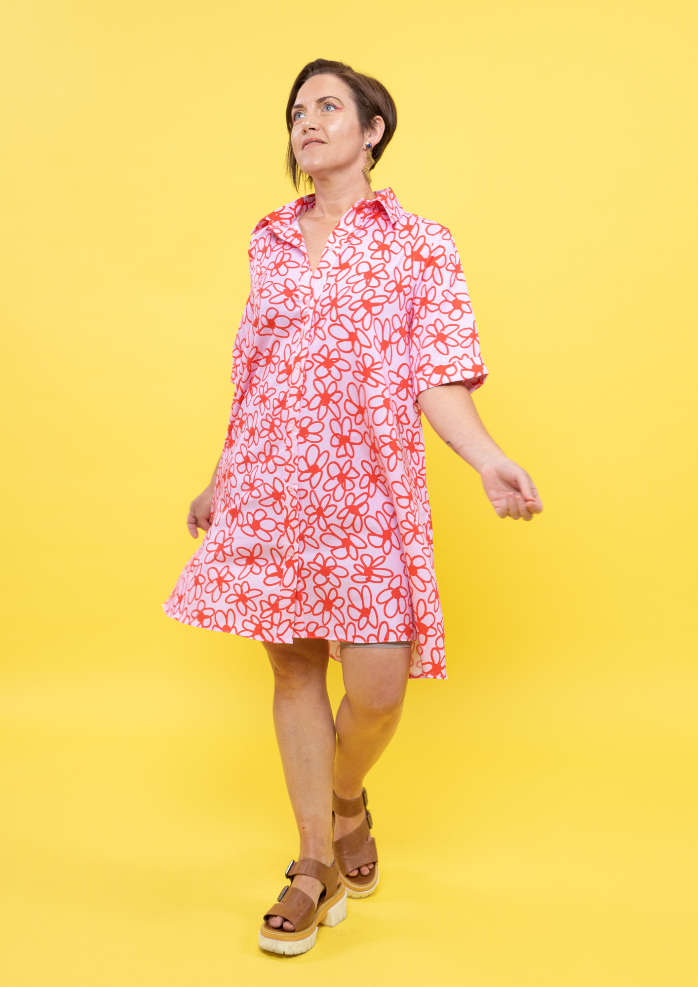 Jolie Shirt Dress - Scarlet Bloom