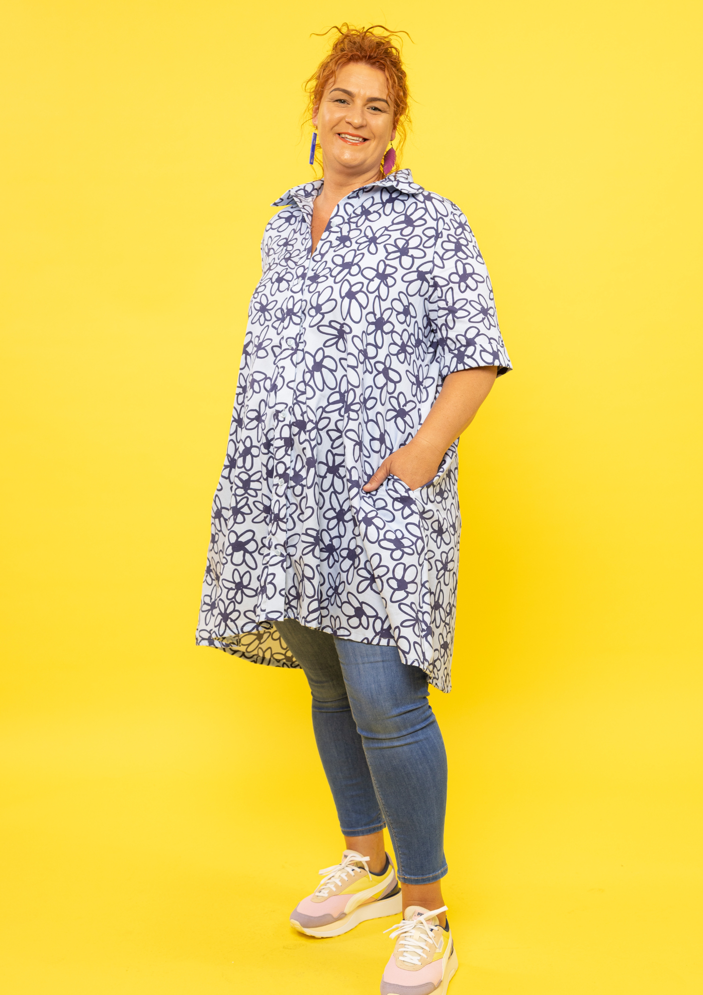 Jolie Shirt Dress - Blue Bloom