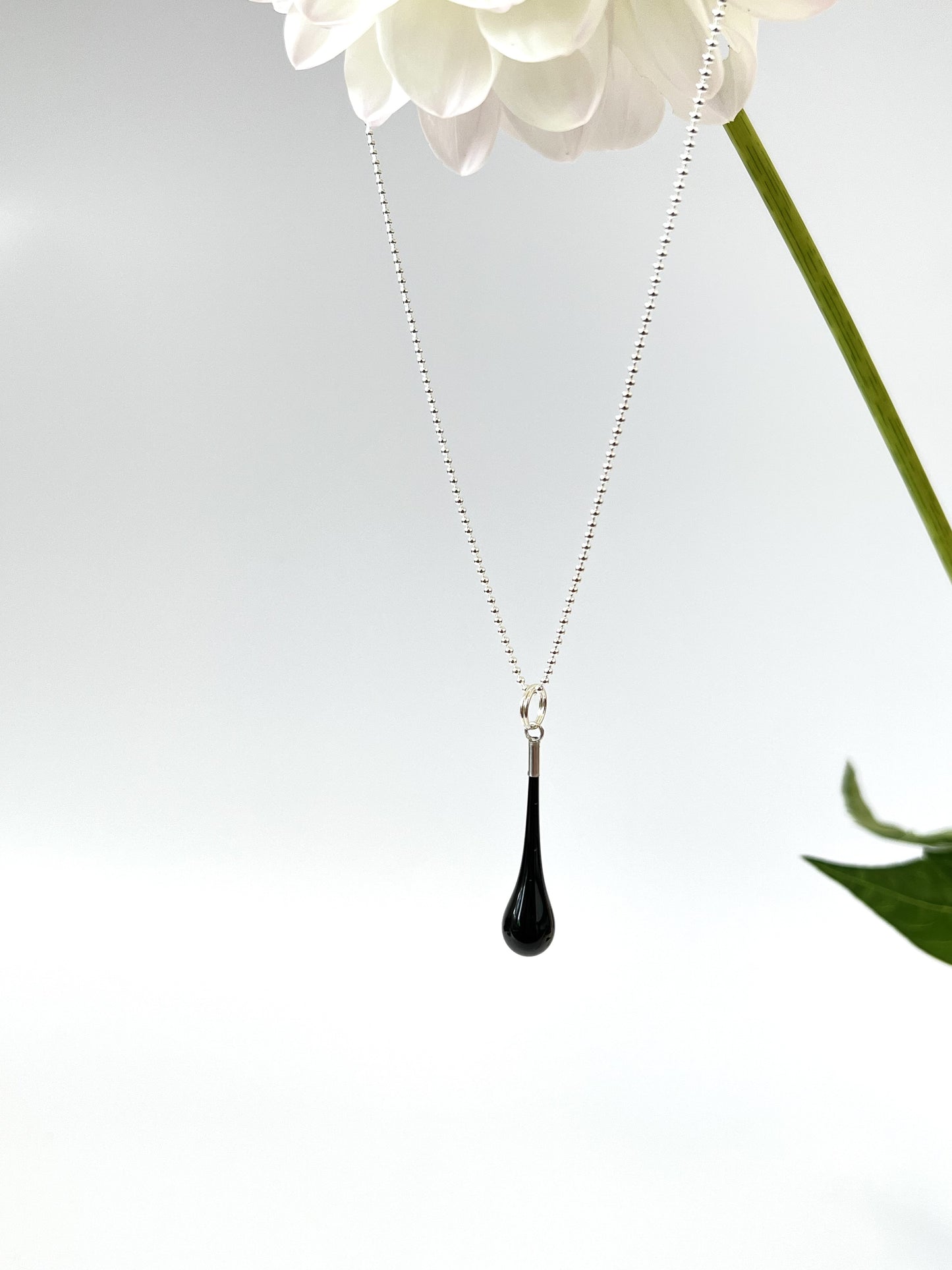Glass Teardrop Pendant - Black