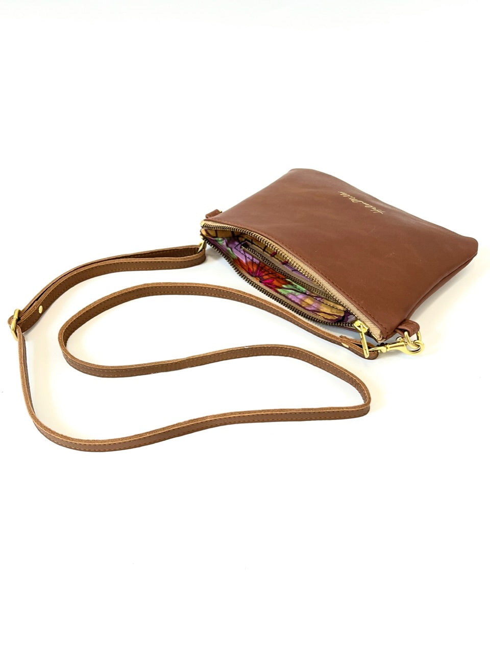 Zip Clutch with Strap - Chestnut
