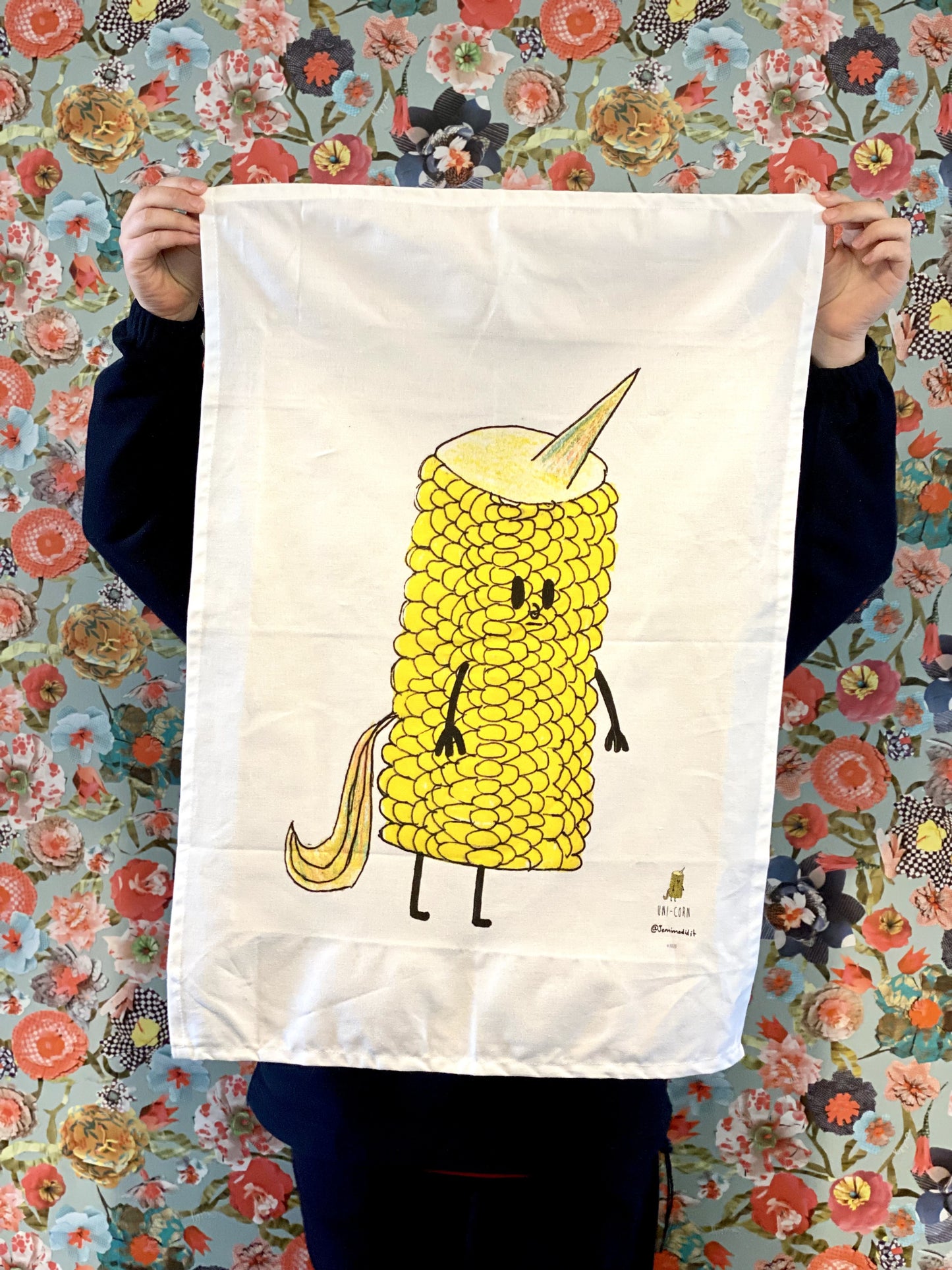 Uni-Corn - Illustrated Cotton Tea towel by Jemimadidit