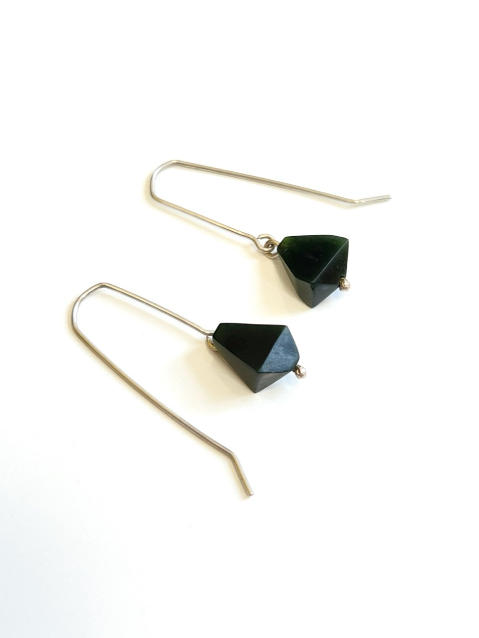 Jade & Sterling Silver Facet Cut Drop Earrings