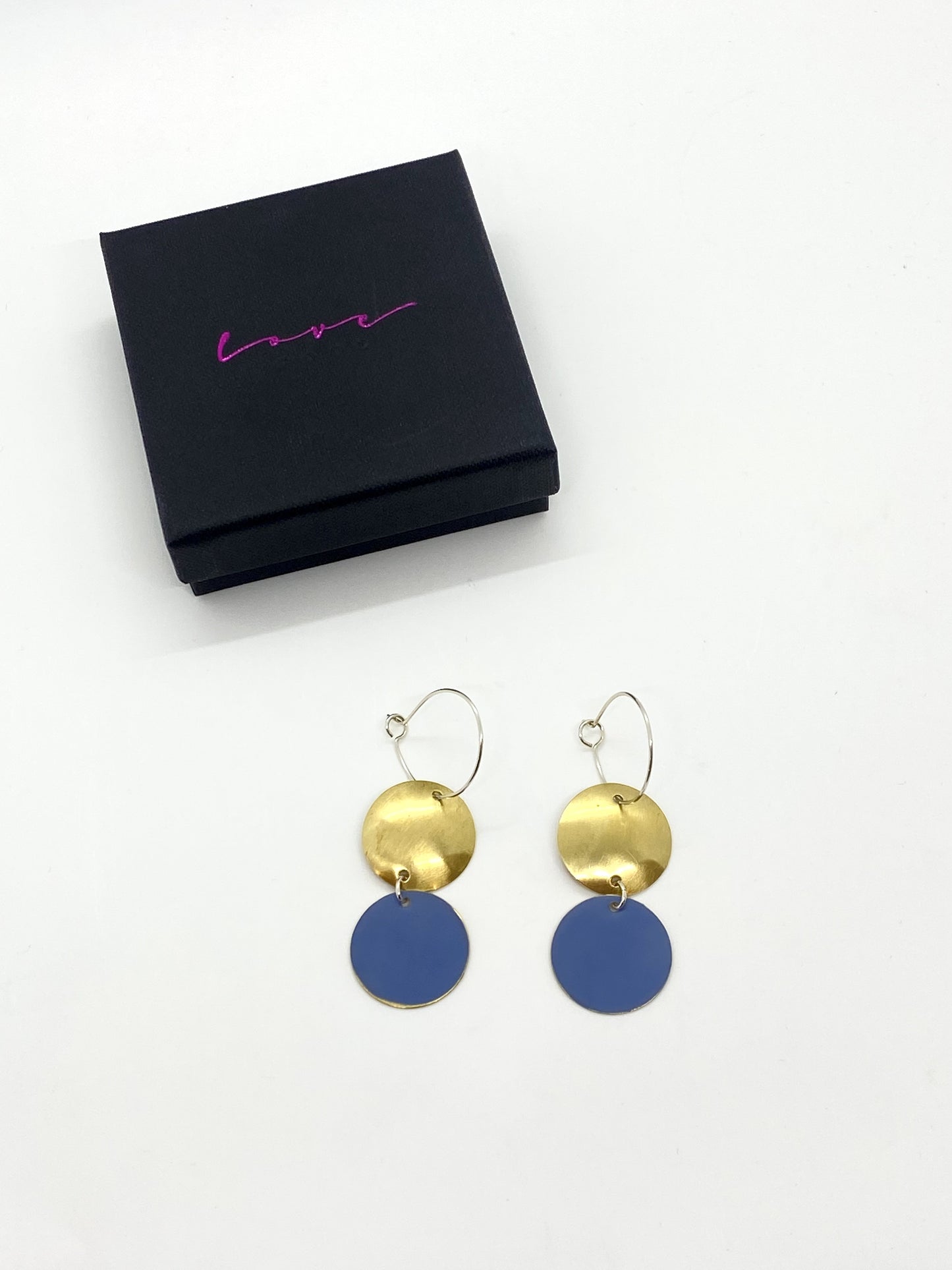 Domed Dot Earrings - Pigeon Blue
