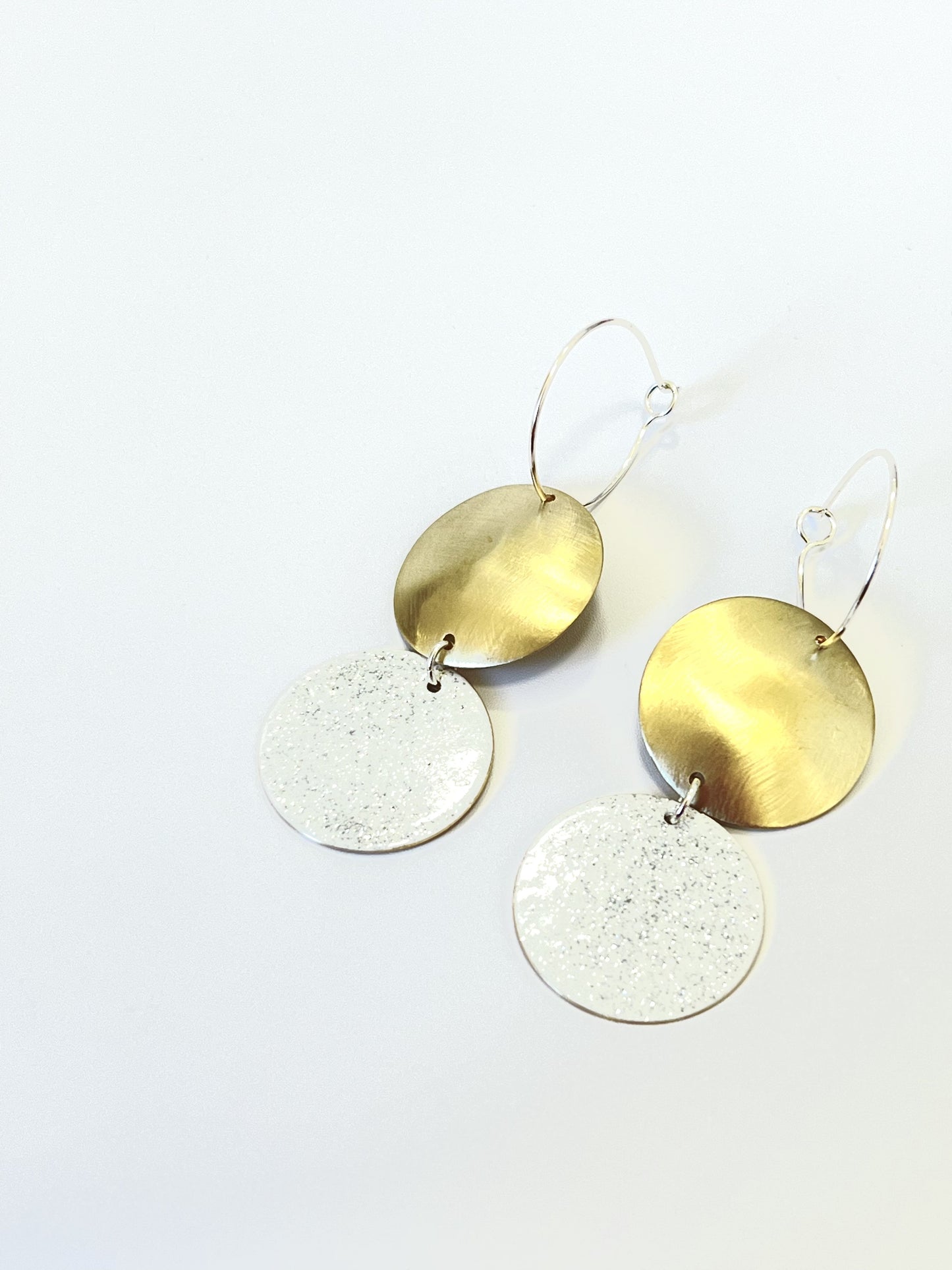 Domed Dot Earrings - White Gold Glitter