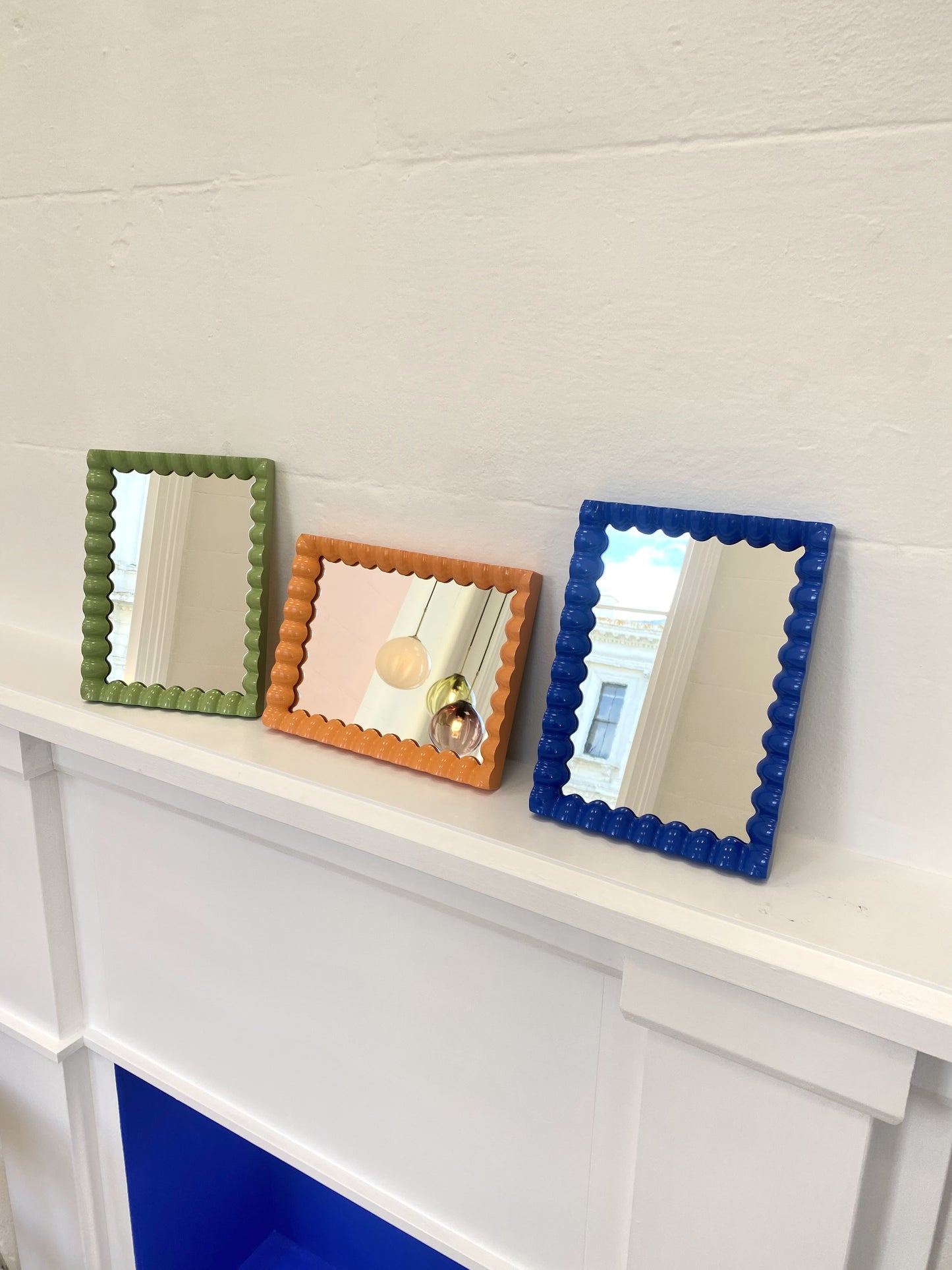 Handmade Macrocarpa Standing Mirror - Clementine Orange