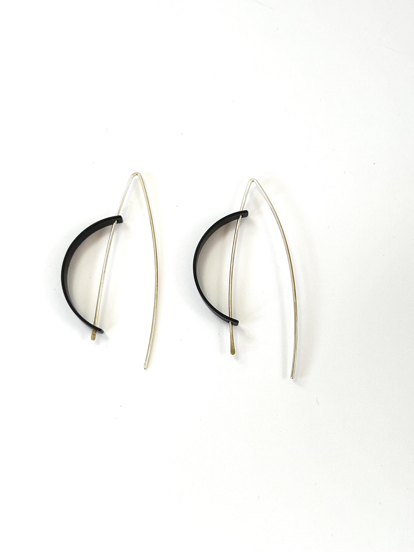 Black Curve on Silver earrings (#210)