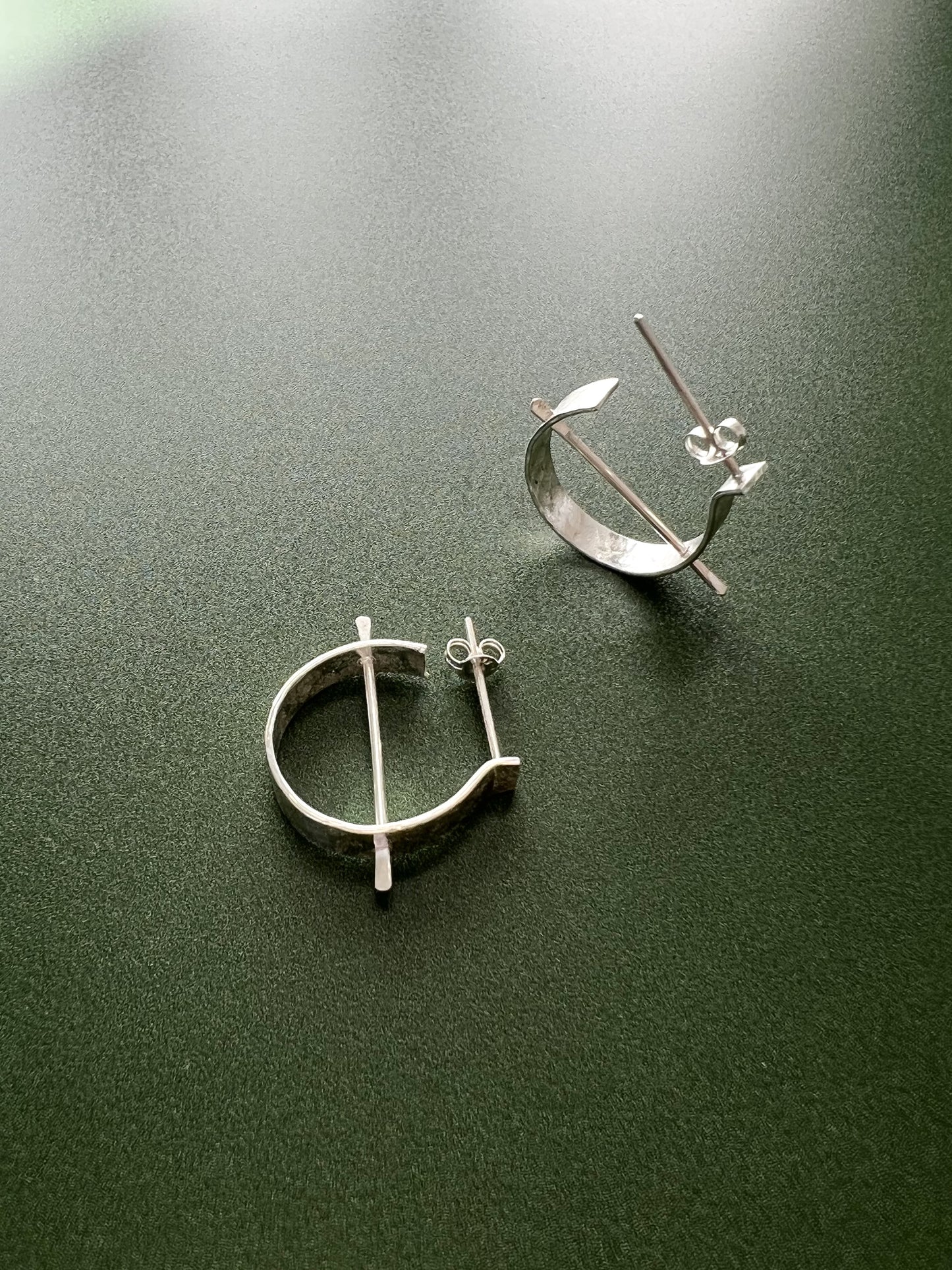 Small silver wide hoops with Bar (#199)