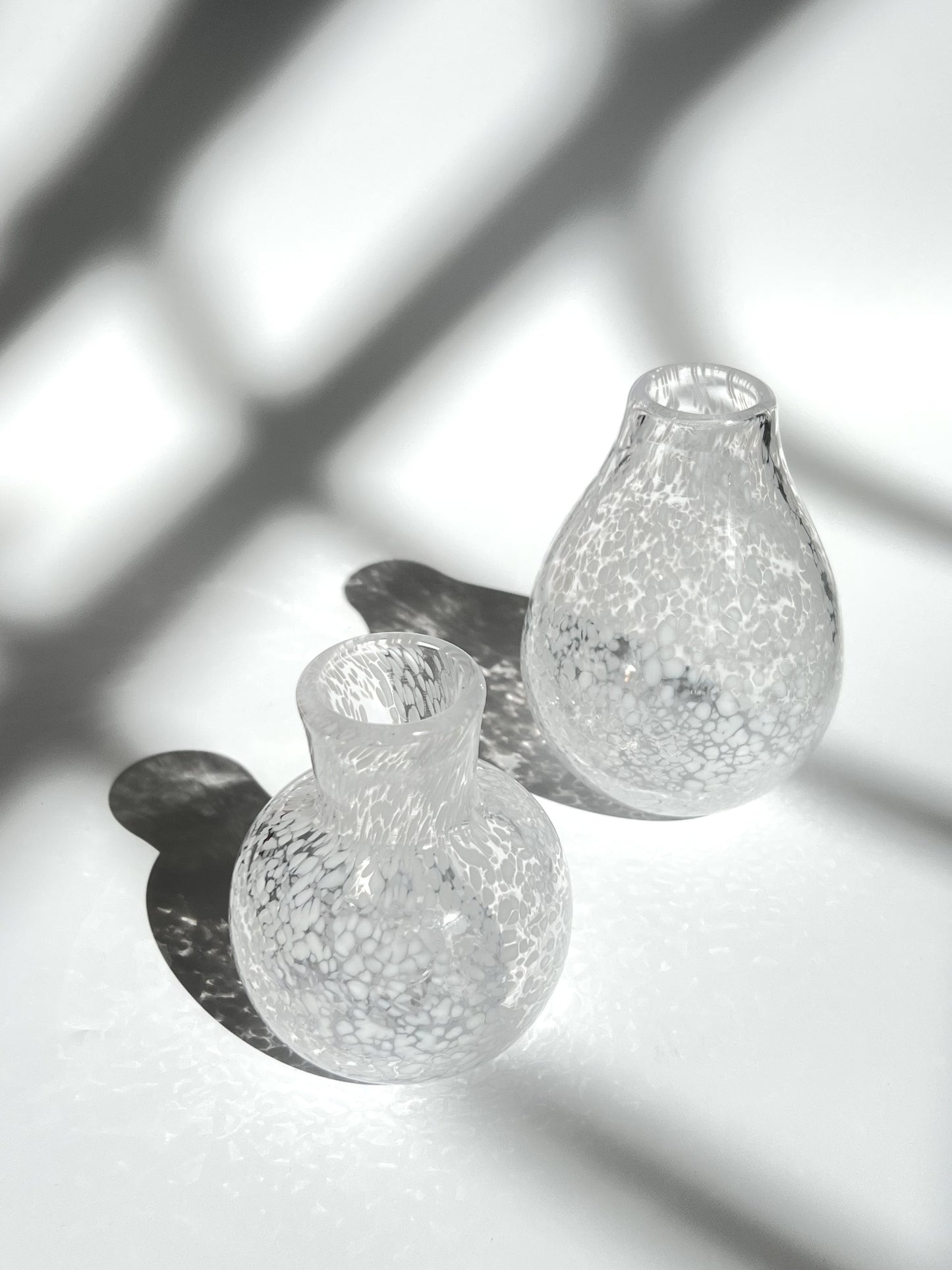 Handblown Glass Diffuser/Vase - Speckled white