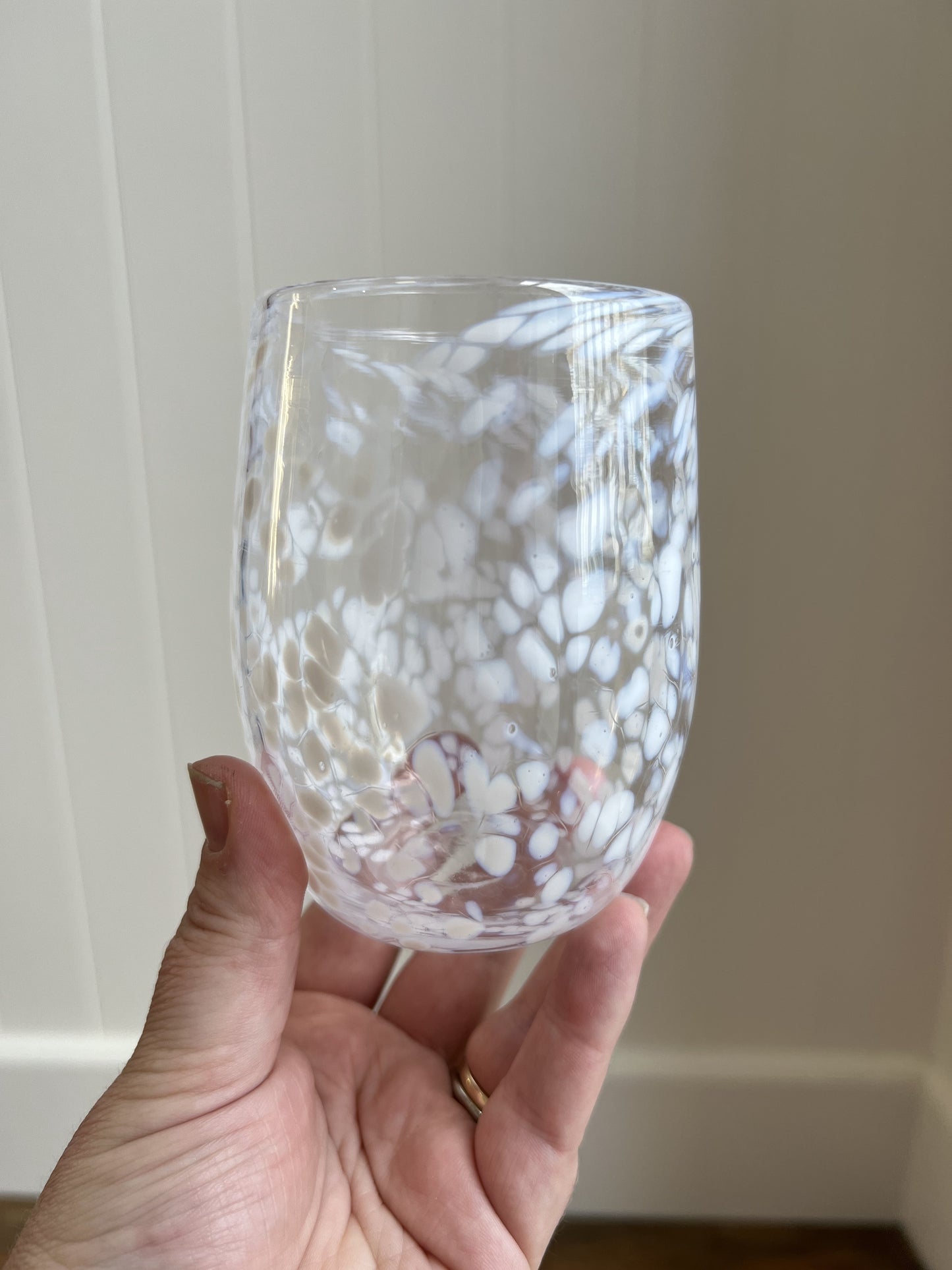 Special edition Handblown Glass Tumbler - Clear + White Flecks