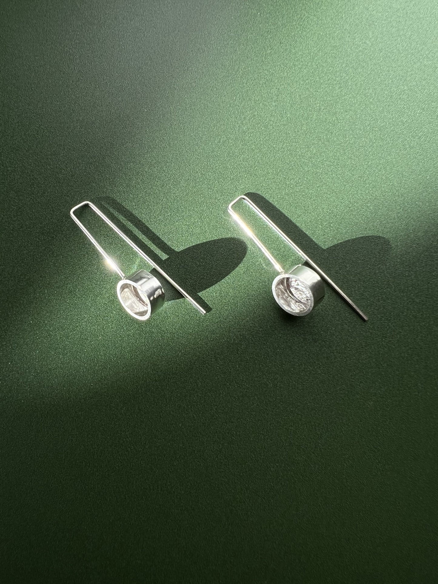 Silver earrings - thick disc with texture