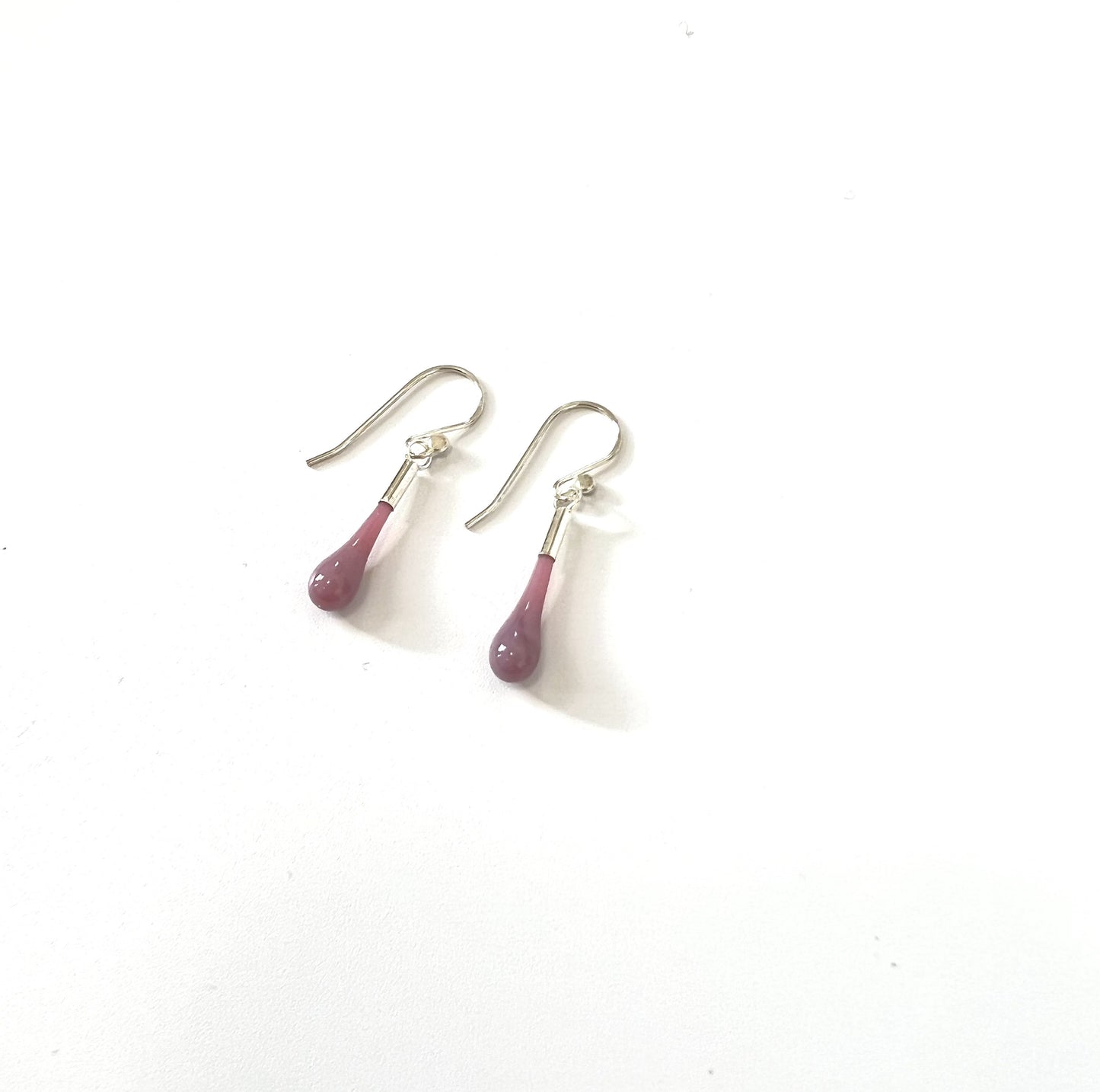 Glass Teardrop Earrings - Plum